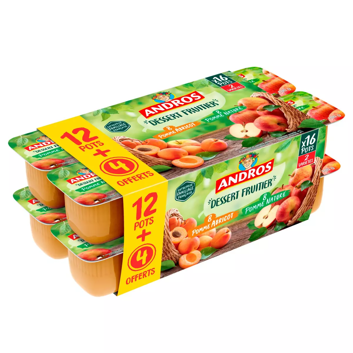 ANDROS Spécialité de pomme et pomme abricot 12+4 offerts 16x100g