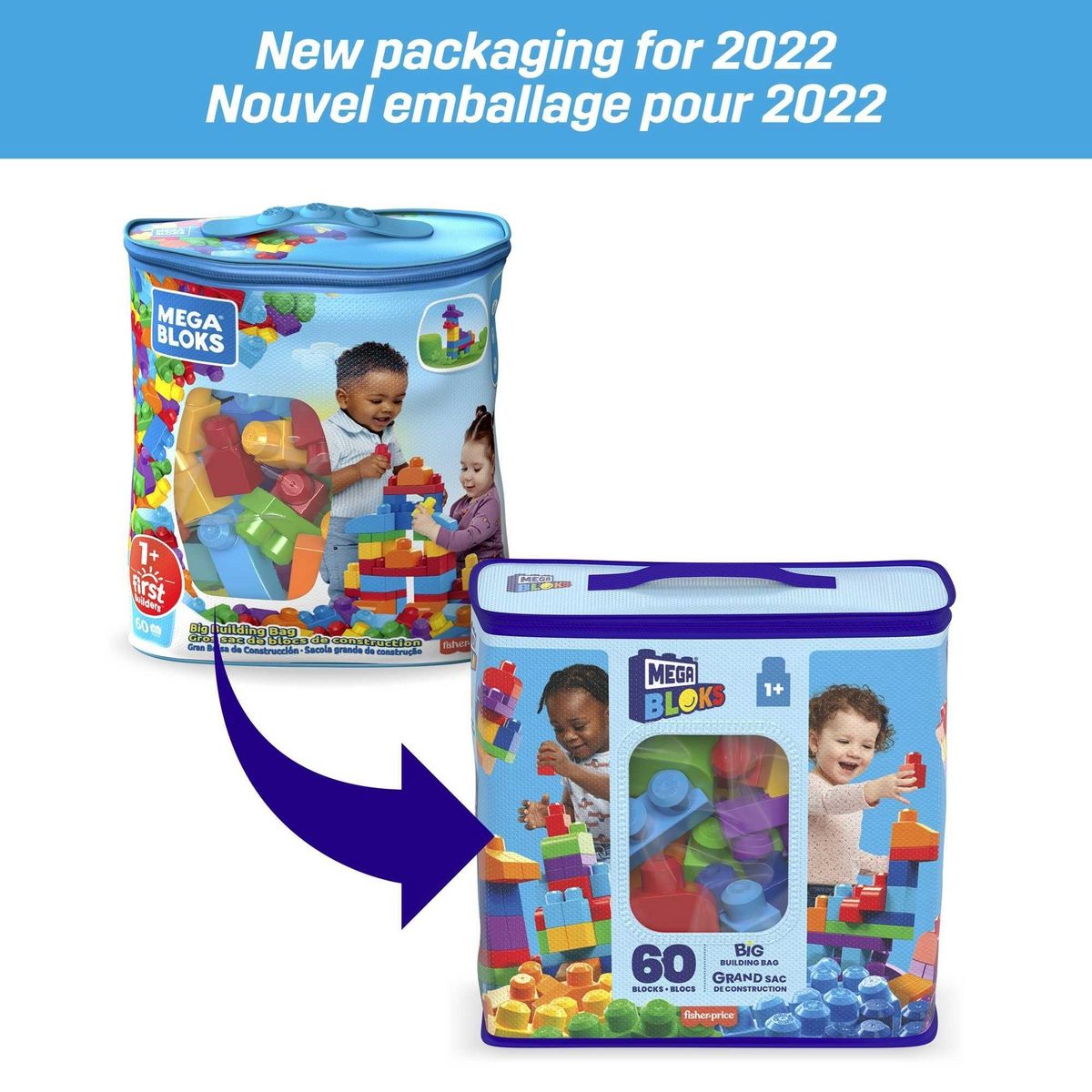 MATTEL Sac Medium Classique 60 briques - Mega Blocs