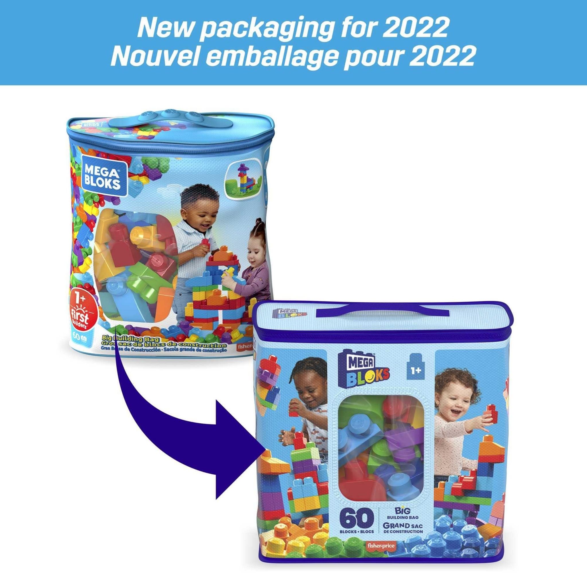 Voir la diapositive 10 : MATTEL Sac Medium Classique 60 briques - Mega Blocs