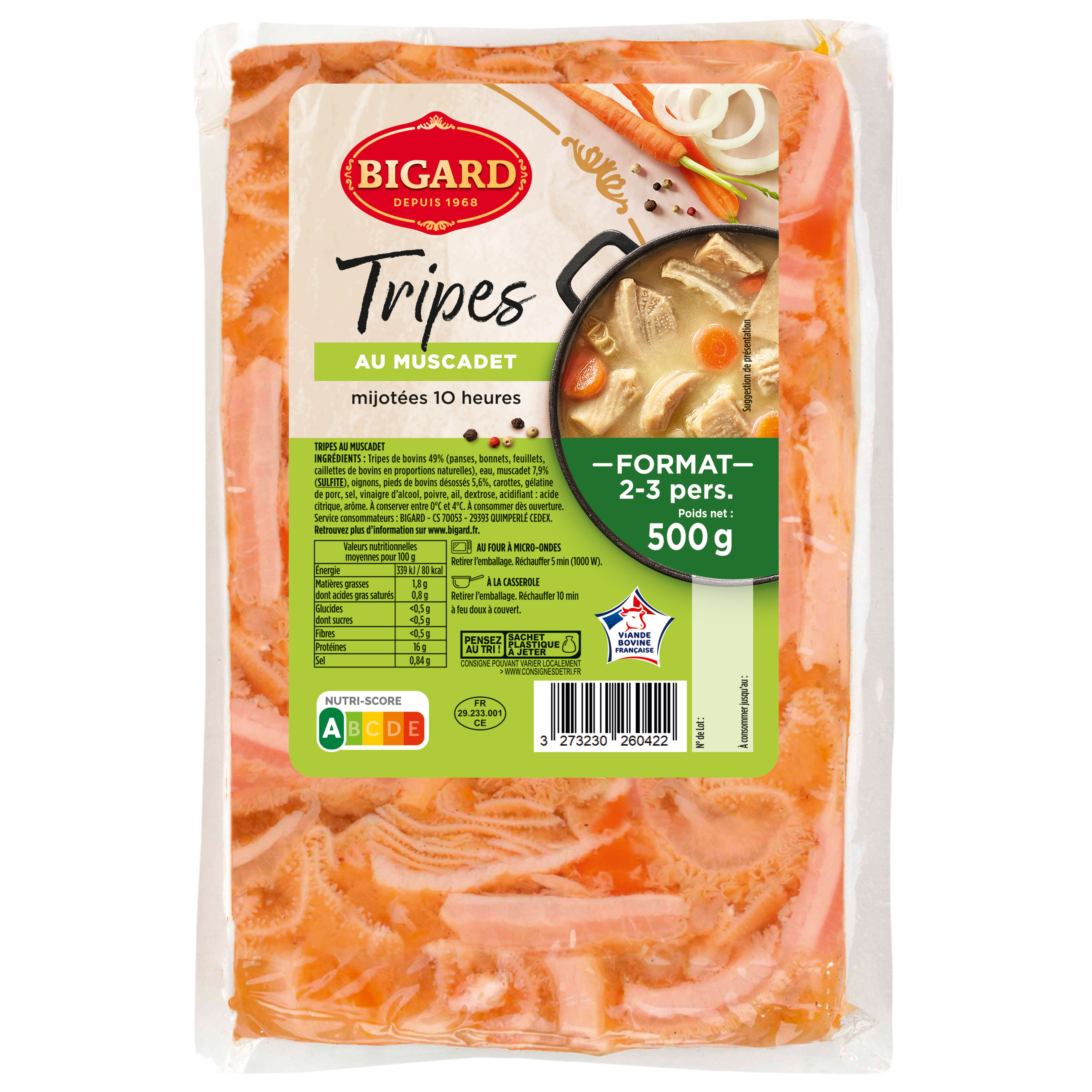 Voir la diapositive 2 : BIGARD Tripes au muscadet 2/3 parts 500g