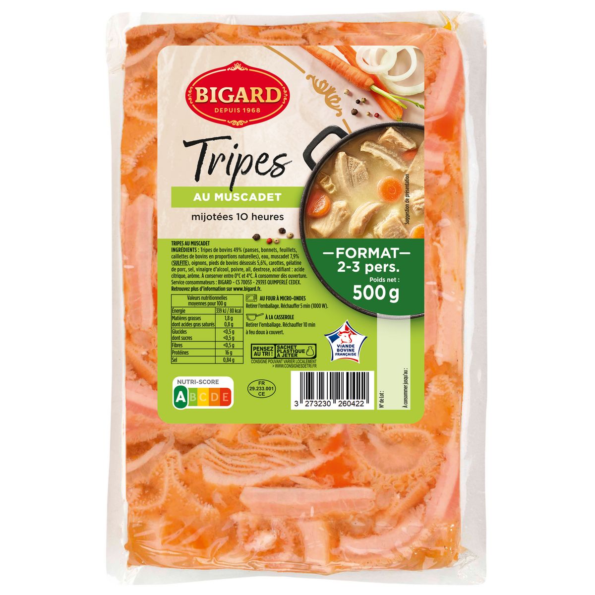 BIGARD Tripes au muscadet 2/3 parts 500g