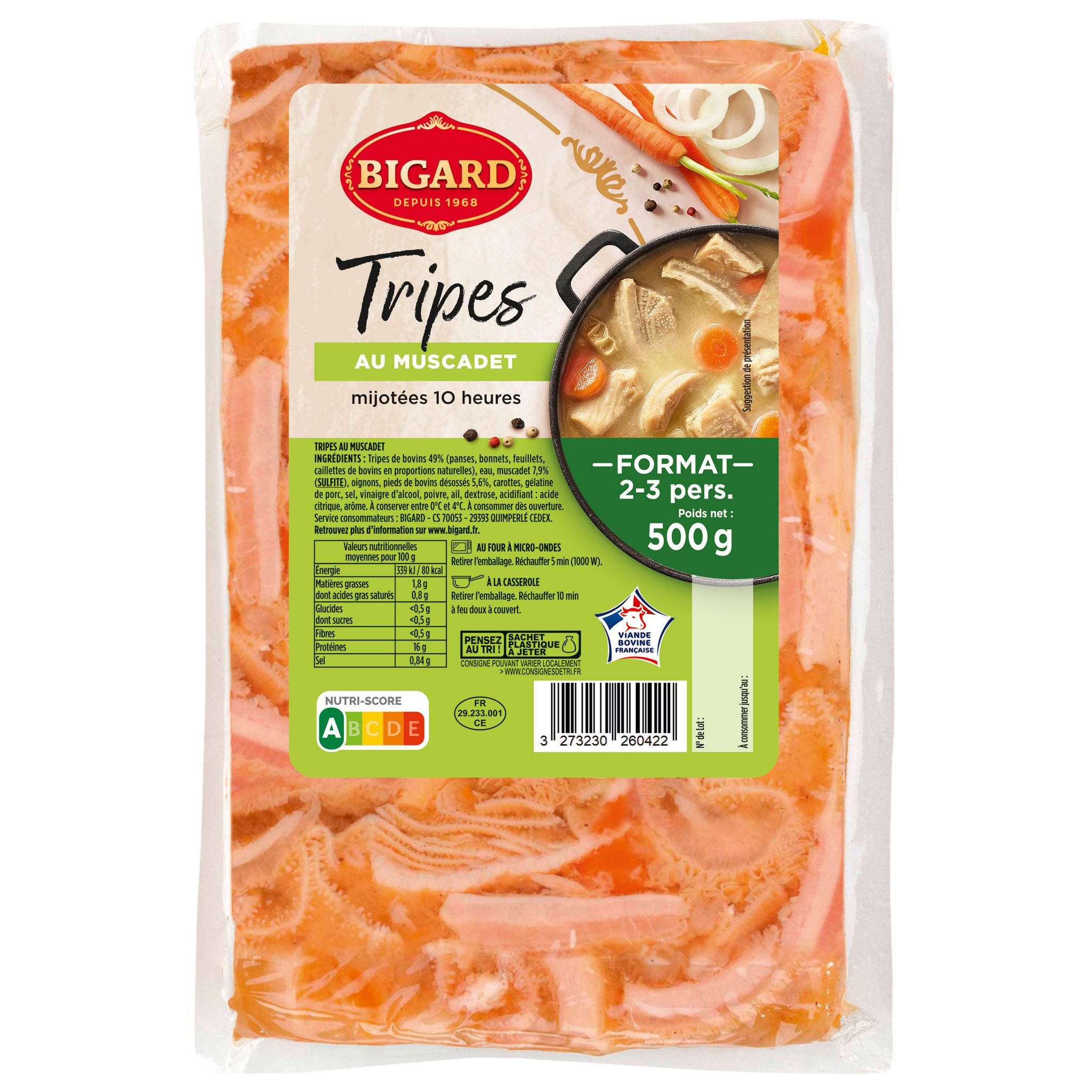 Voir la diapositive 2 : BIGARD Tripes au muscadet 2/3 parts 500g