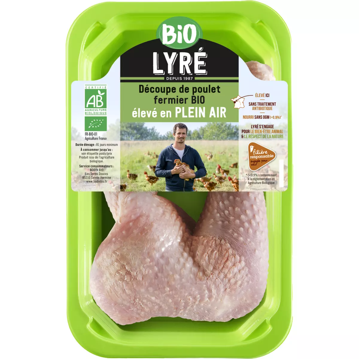 LYRE Cuisses de poulet fermier bio Filière Responsable 2 pièces 570g