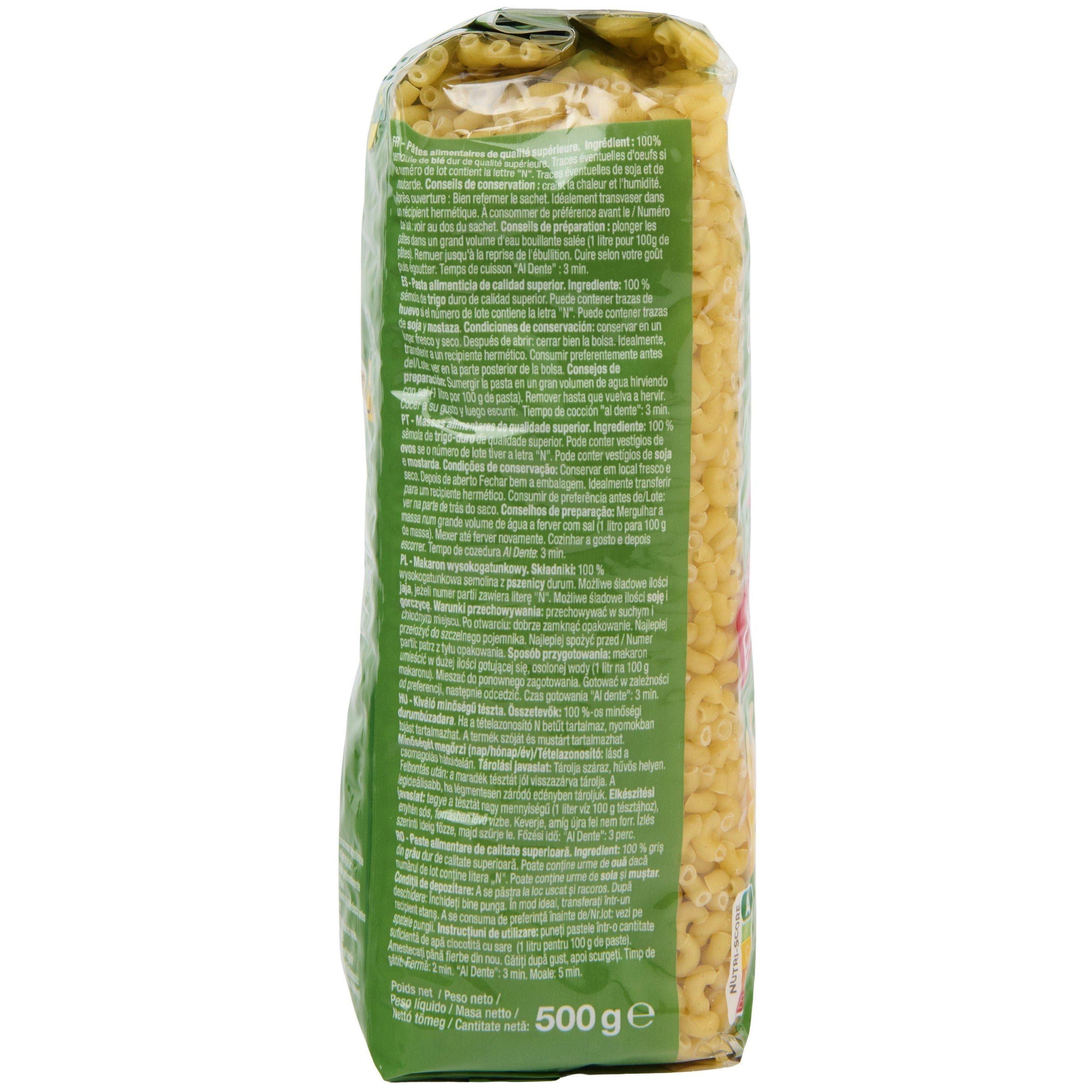 Voir la diapositive 2 : AUCHAN Coquillettes cuisson rapide 3min 500g