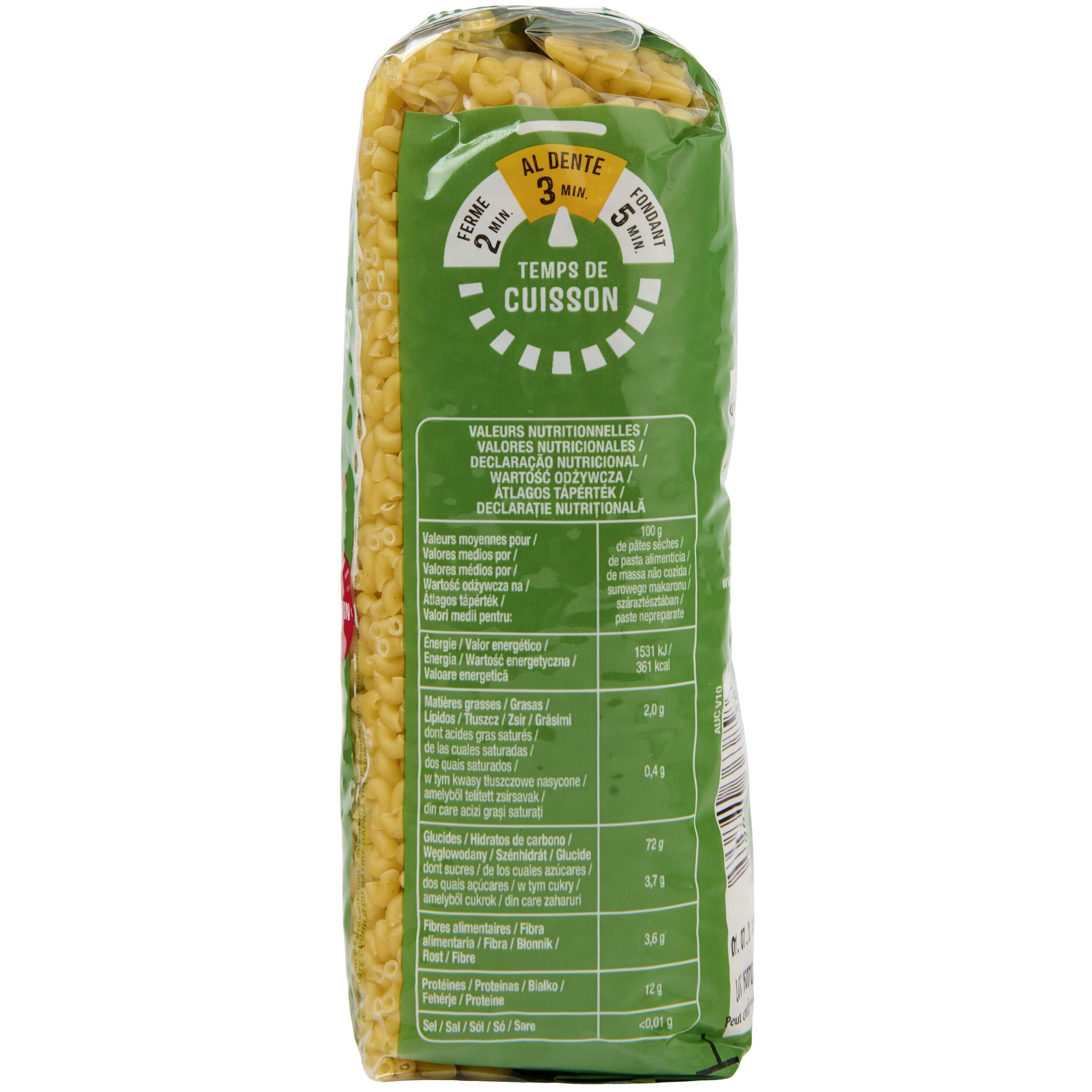 Voir la diapositive 5 : AUCHAN Coquillettes cuisson rapide 3min 500g