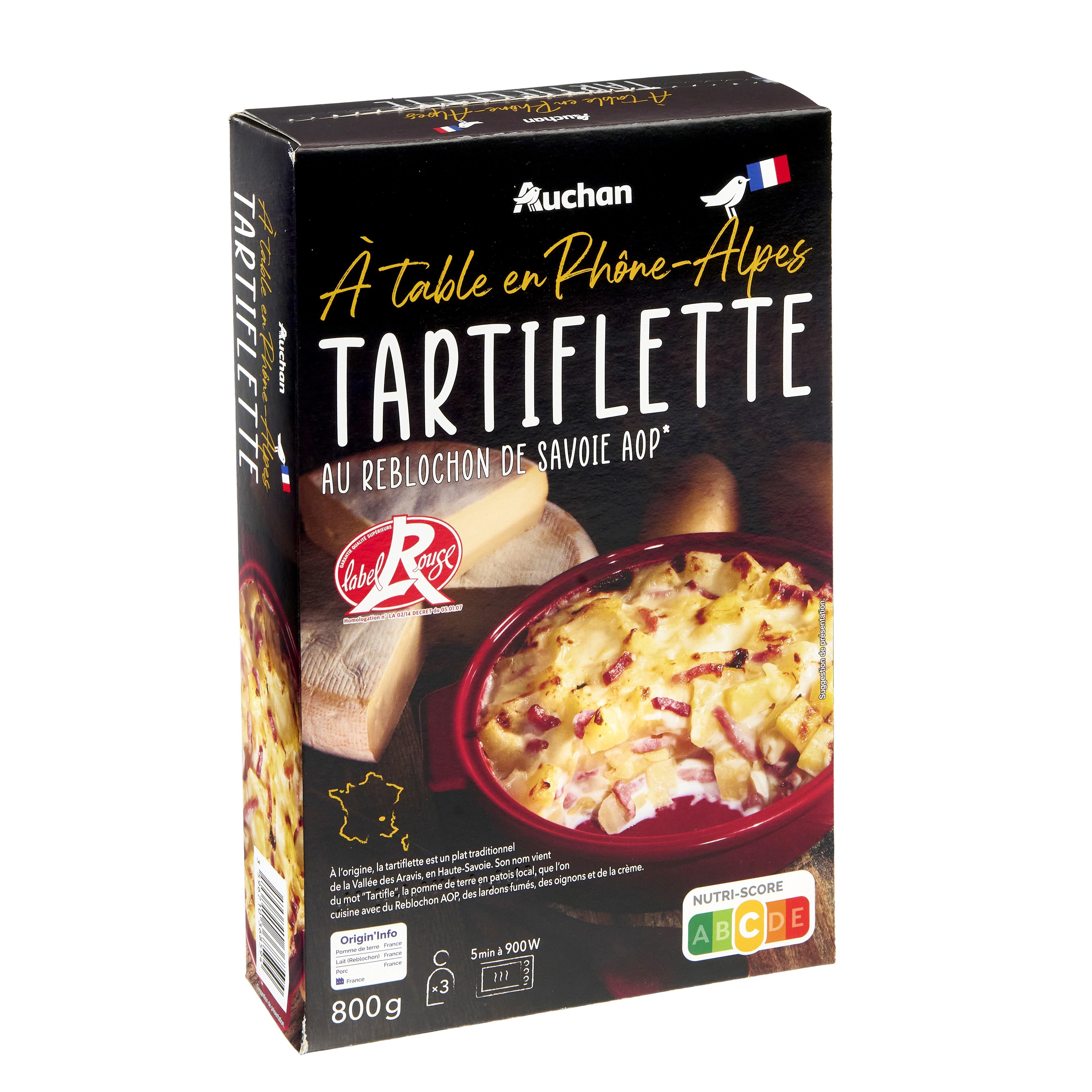 Voir la diapositive 3 : AUCHAN TERROIR Tartiflette au reblochon de Savoie Label rouge 3 parts 800g
