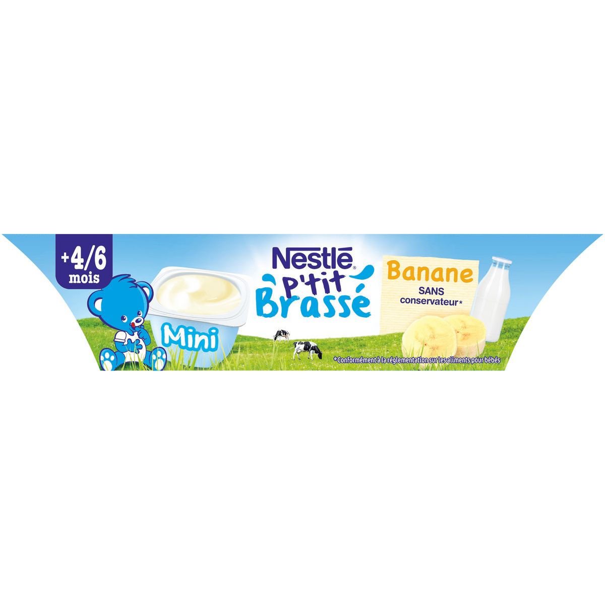 NESTLE P'tit brassé petit pot dessert lacté à la banane dès 4 mois 6x60g