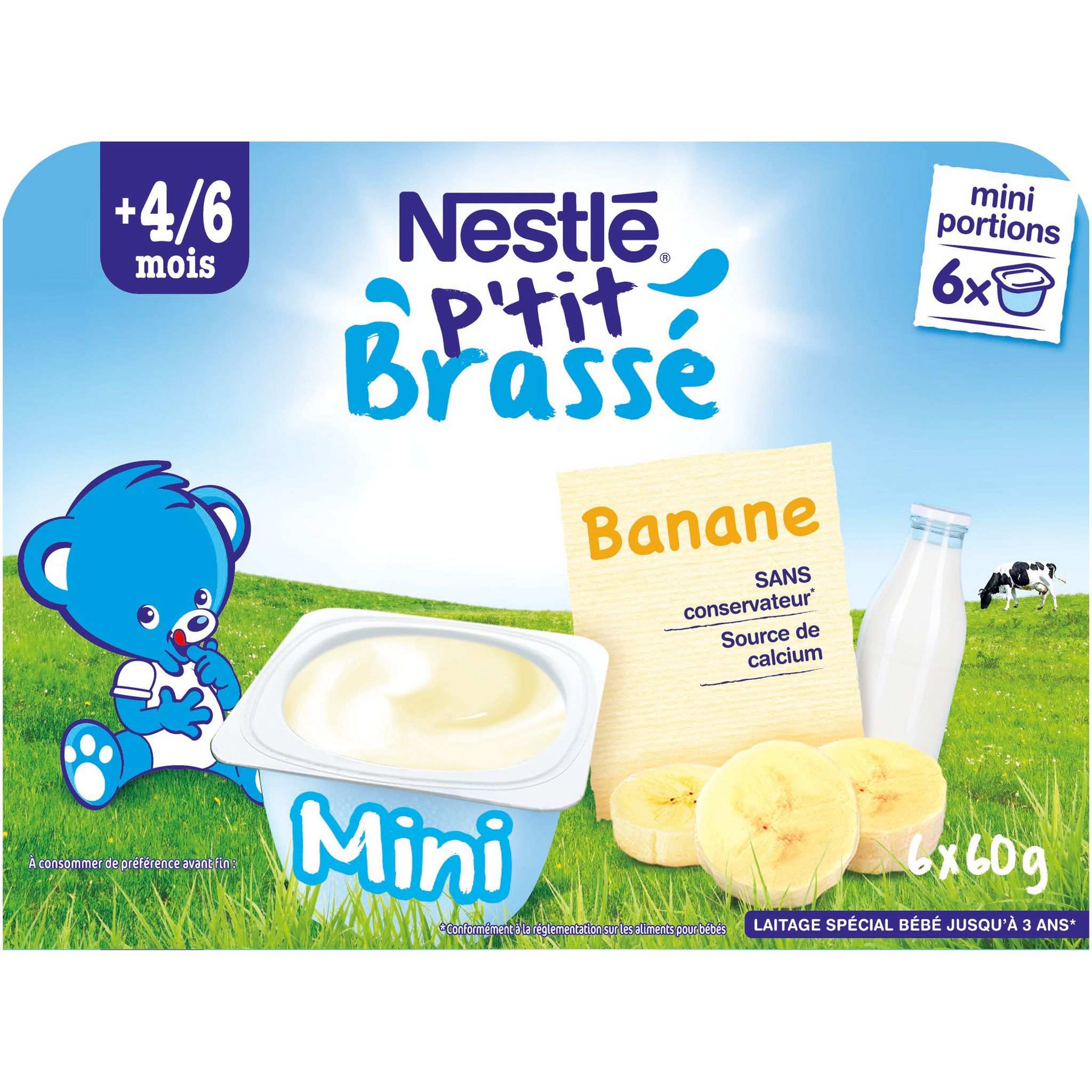 Voir la diapositive 5 : NESTLE P'tit brassé petit pot dessert lacté à la banane dès 4 mois 6x60g