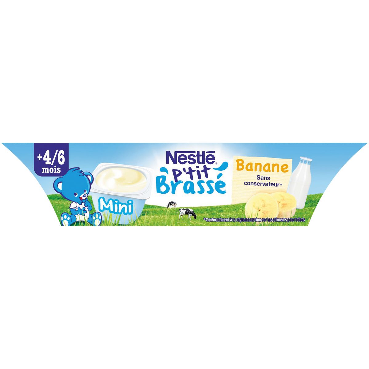 NESTLE P'tit brassé petit pot dessert lacté à la banane dès 4 mois 6x60g