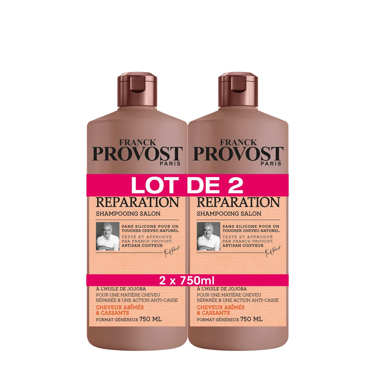 FRANCK PROVOST Expert Réparation Shampoing professionnel cheveux abîmés et cassants 2x750ml