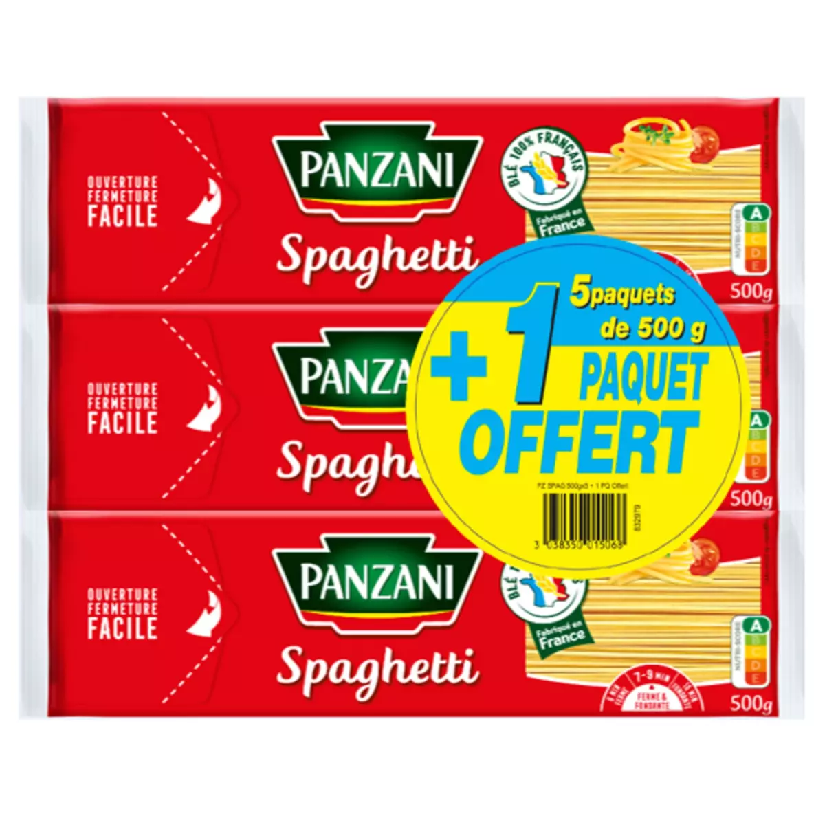 PANZANI Spaghetti qualité or dont 1 offert 6X500G
