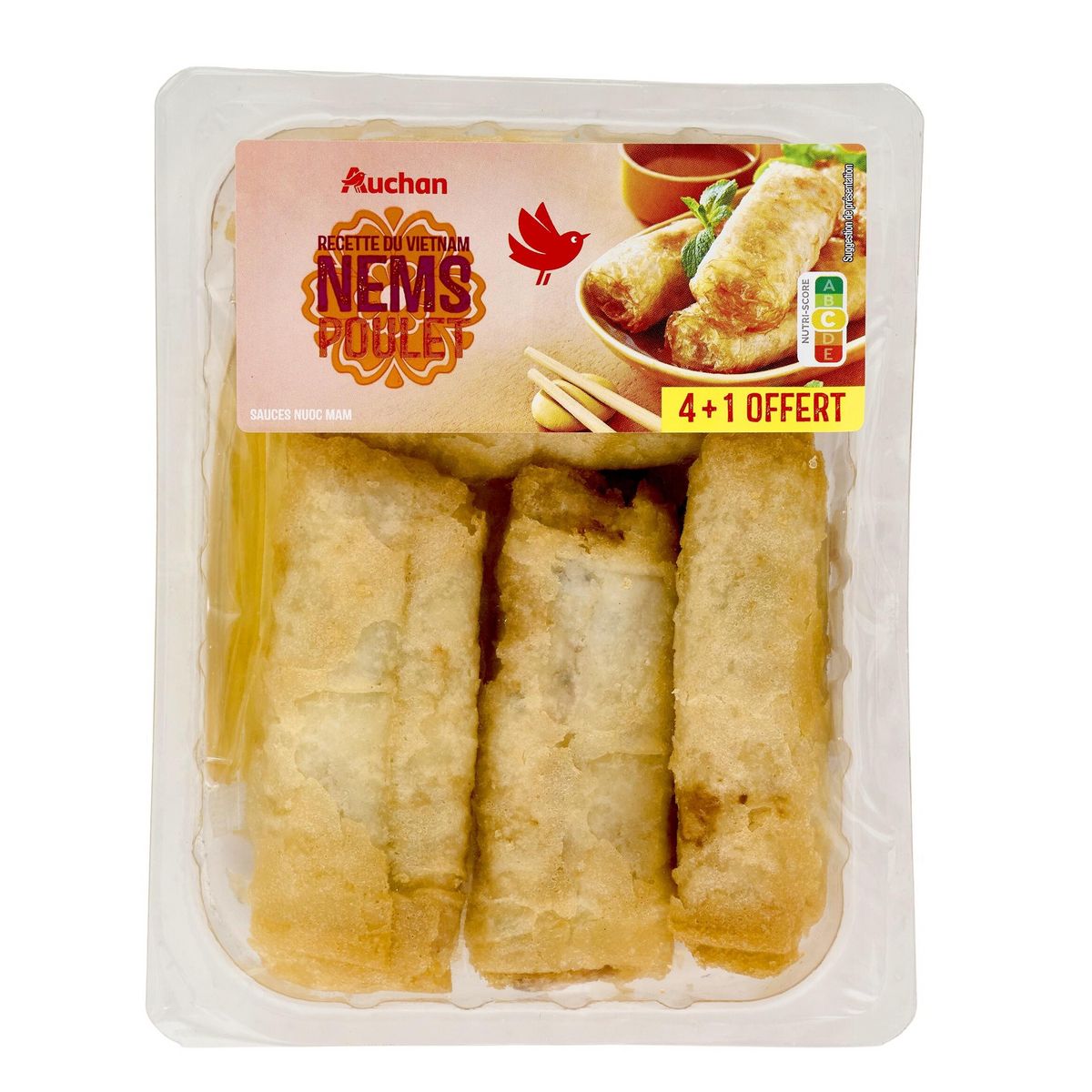 AUCHAN Nems de poulet sauce nuoc mam 4+1 offert 365g