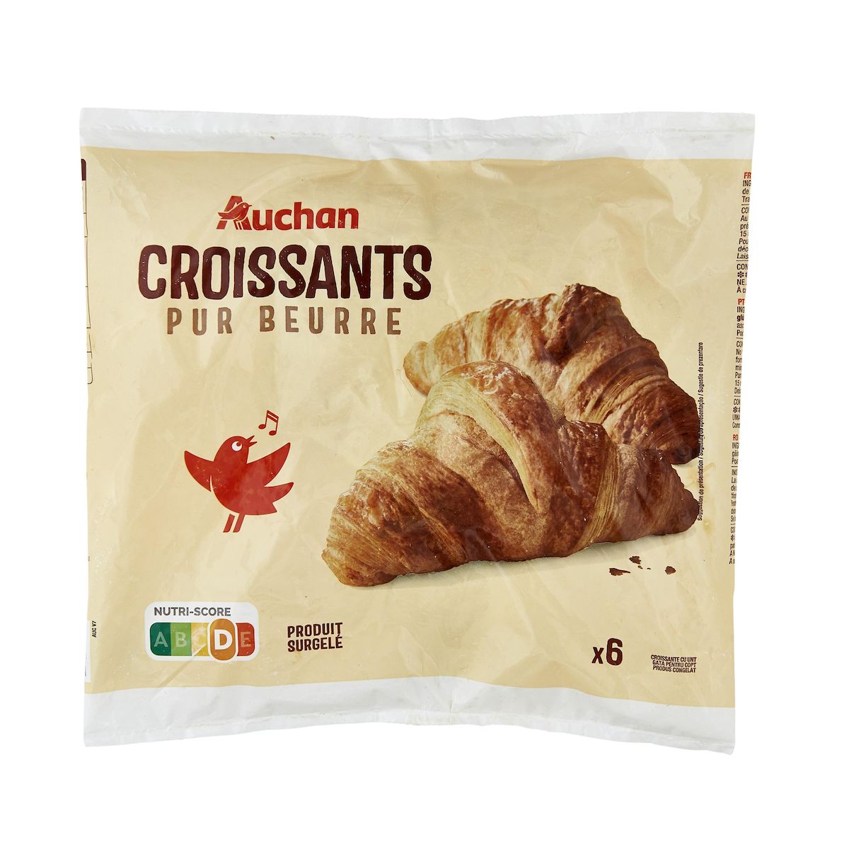 AUCHAN Croissants pur beurre 6 pièces 360g