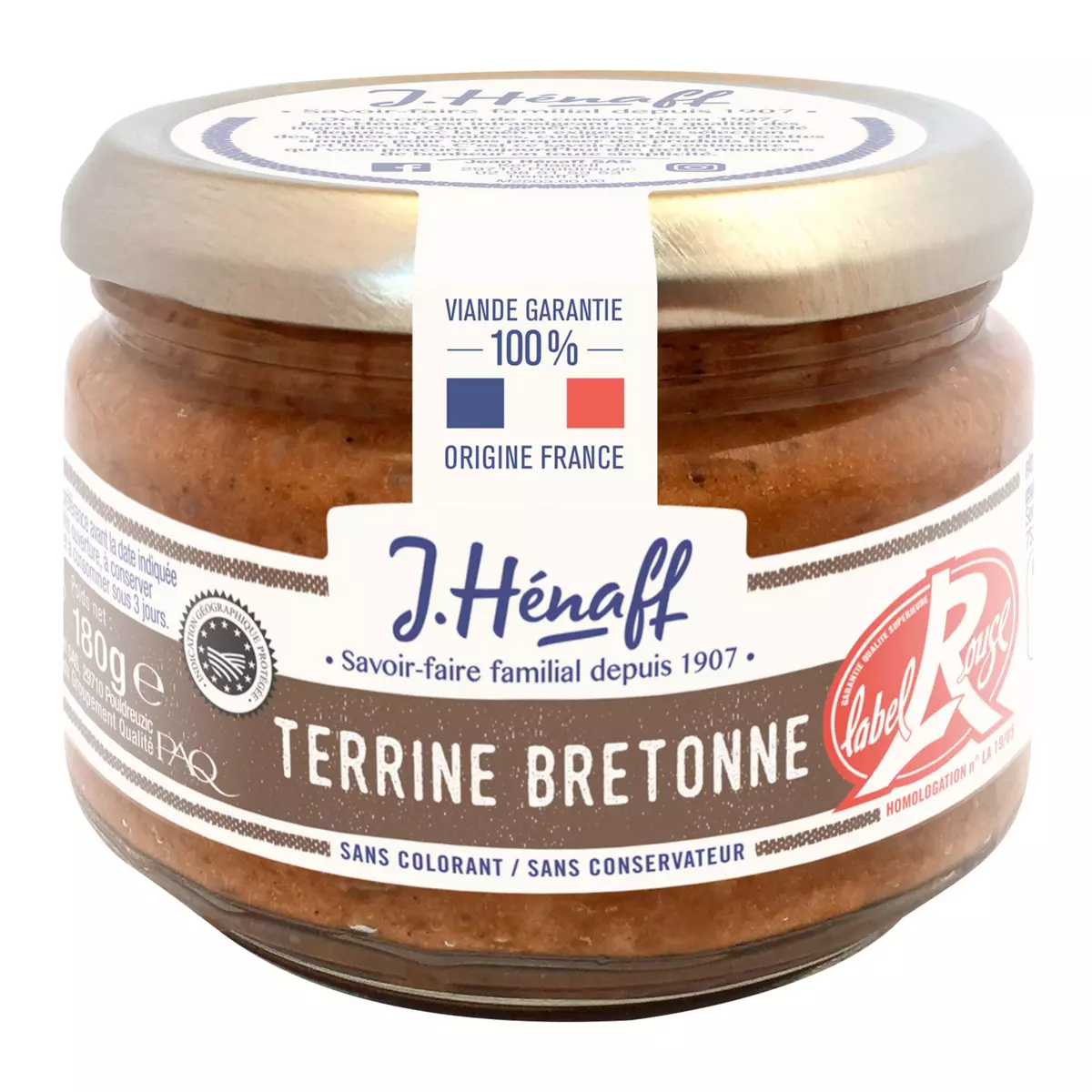 HENAFF Terrine bretonne Label Rouge viande origine France 180g
