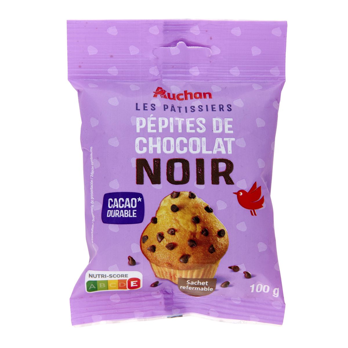 AUCHAN Pépites de chocolat, sachet refermable 100g