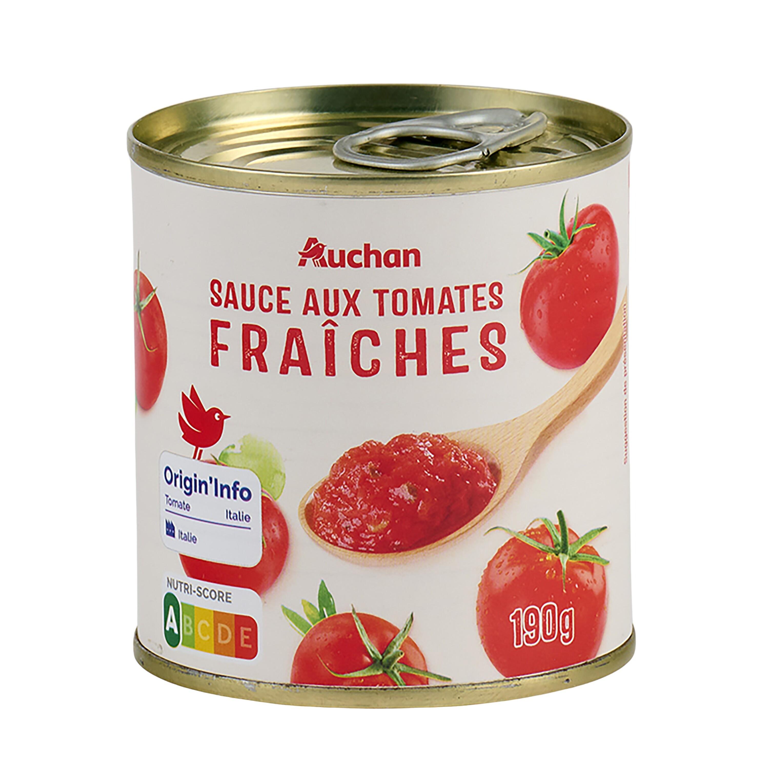 Voir la diapositive 2 : AUCHAN Sauce aux tomates fraîches 190g