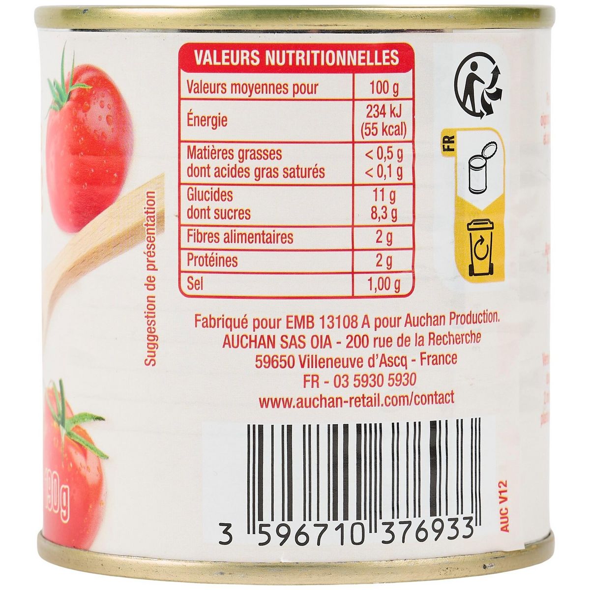 AUCHAN Sauce aux tomates fraîches 190g