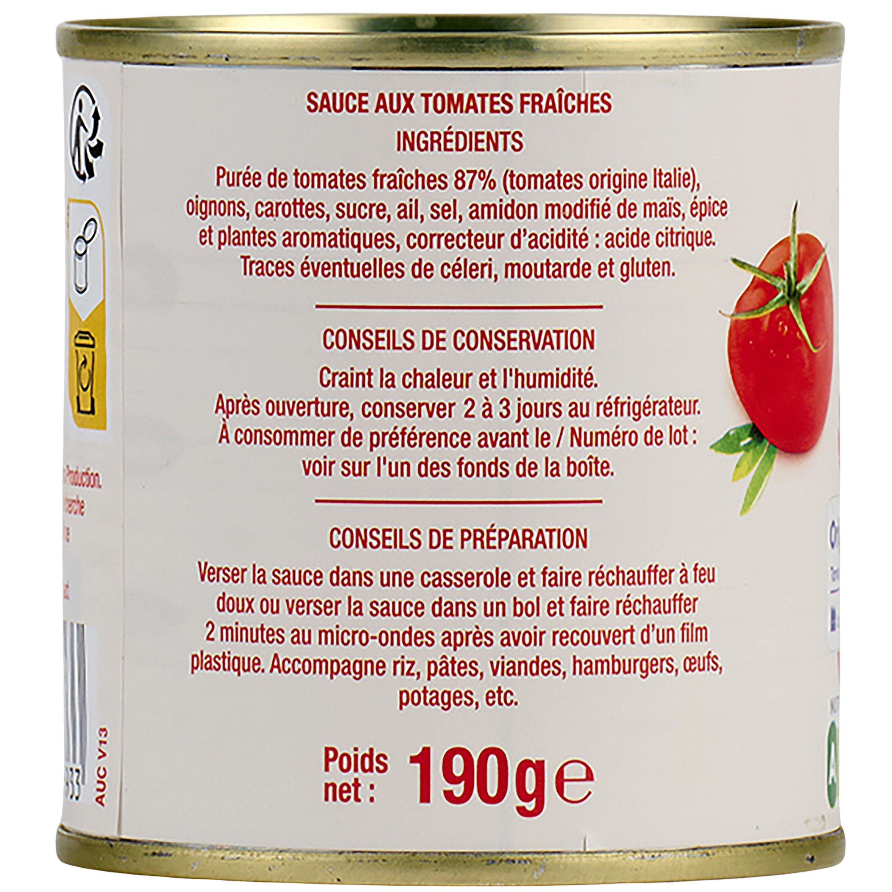 Voir la diapositive 6 : AUCHAN Sauce aux tomates fraîches 190g