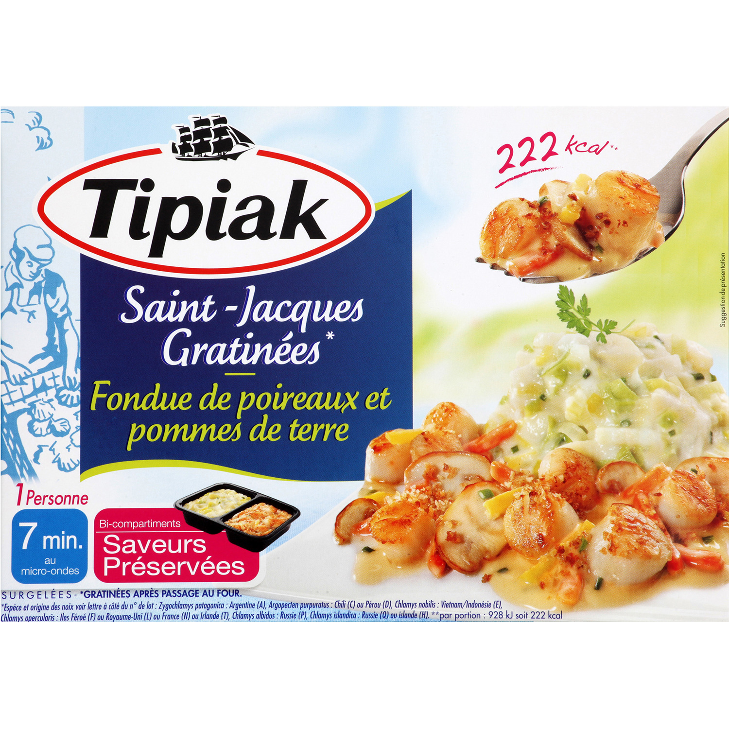 Voir la diapositive 3 : TIPIAK Saint-Jacques gratinées 1 portion 310g