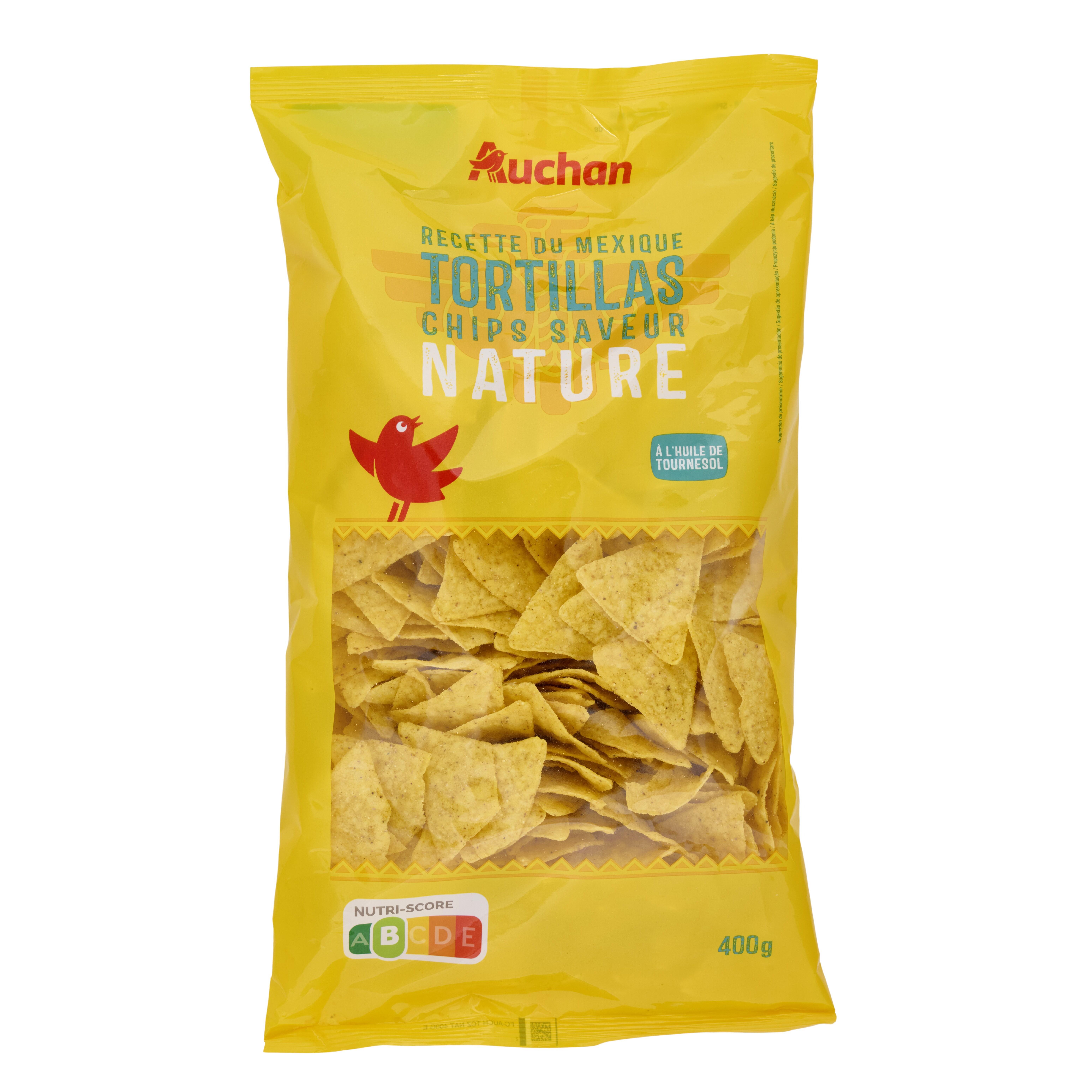 Voir la diapositive 3 : AUCHAN Chips tortillas nature à l'huile de tournesol 400g