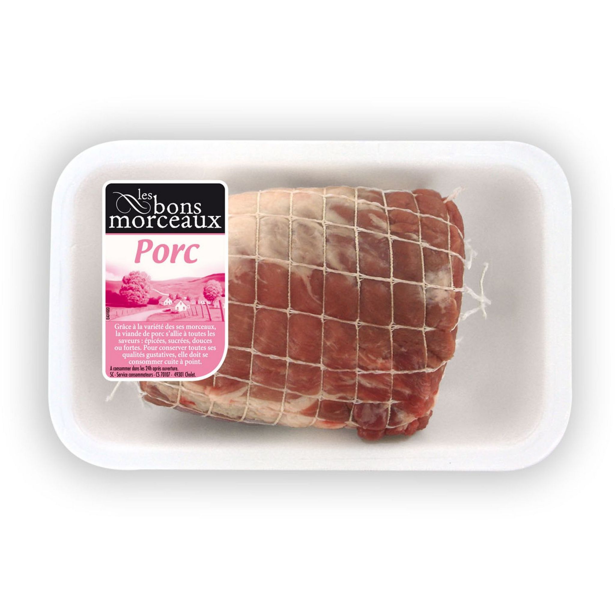 Voir la diapositive 2 : LES BONS MORCEAUX Rôti échine de porc 4/5 parts 700g
