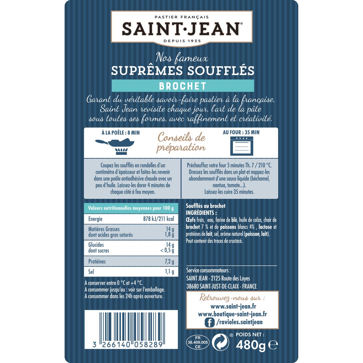 SAINT JEAN Suprêmes soufflés Brochet 4 pièces 4x120 g