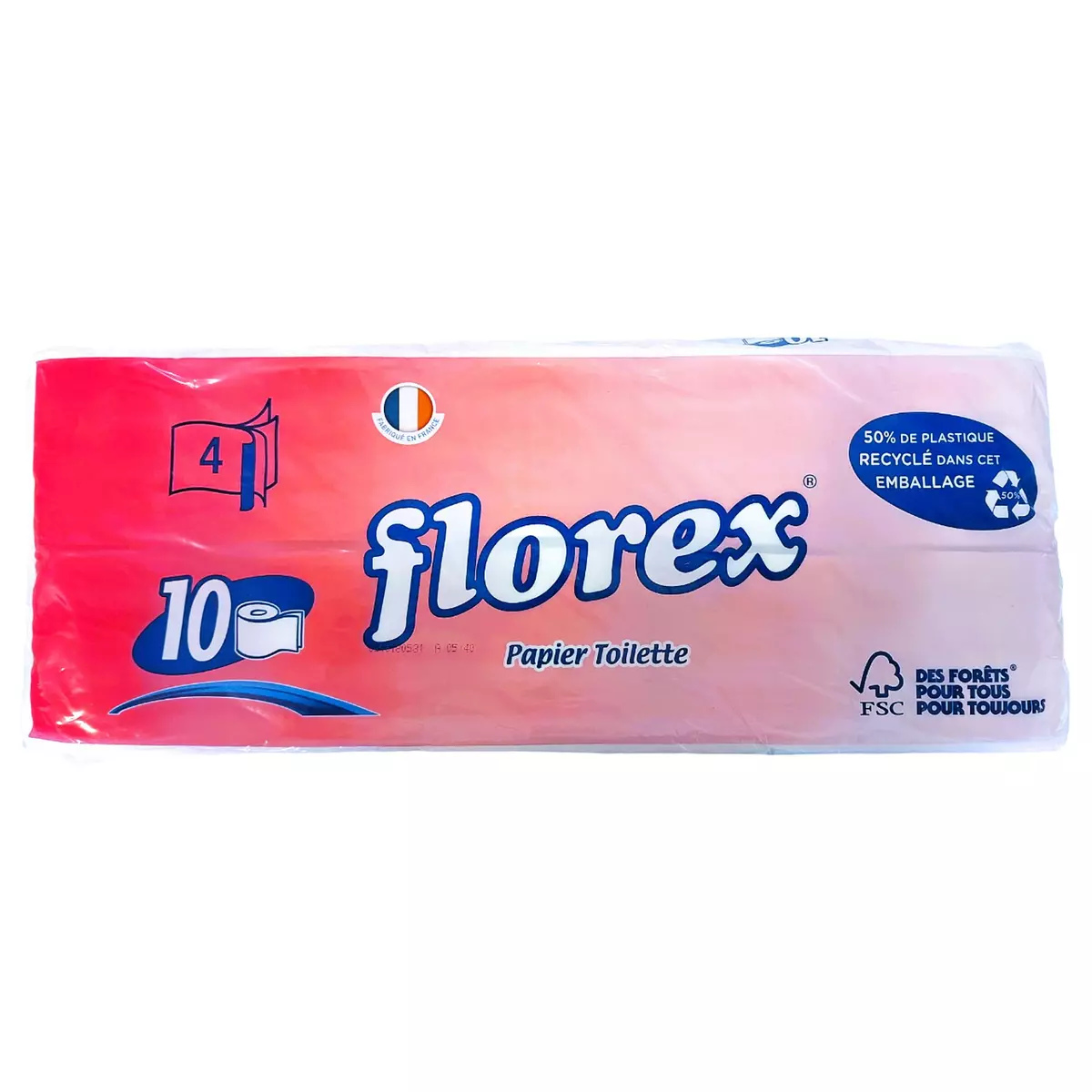 FLOREX Papier toilette blanc 4 épaisseurs 10 rouleaux