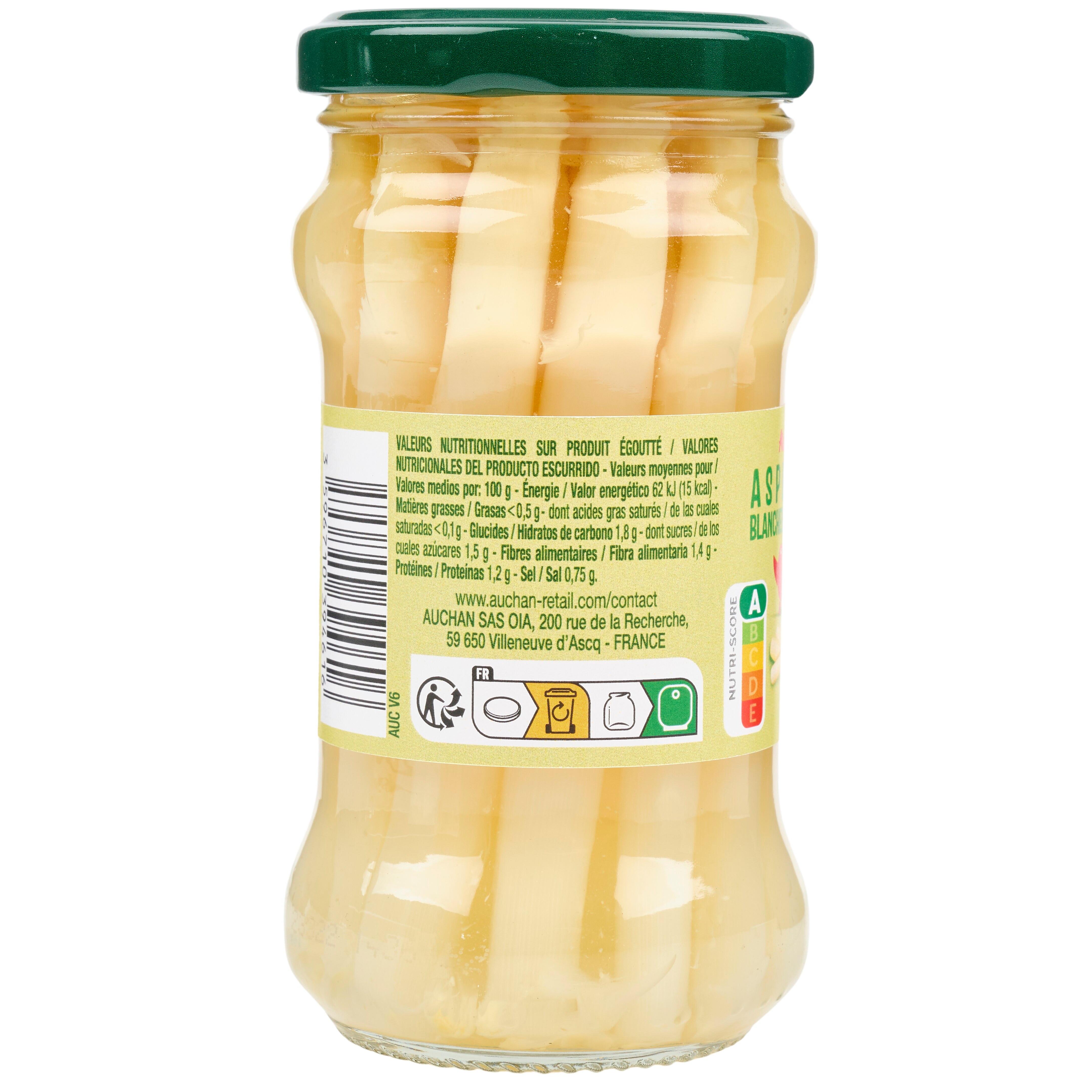 Voir la diapositive 2 : AUCHAN Asperges blanches miniatures en bocal 110g