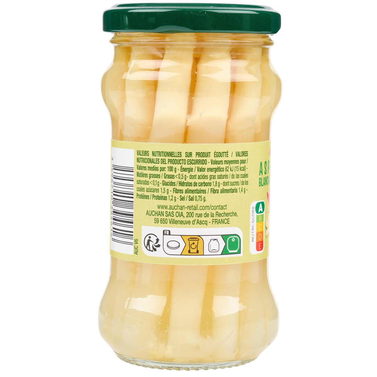 AUCHAN Asperges blanches miniatures en bocal 110g