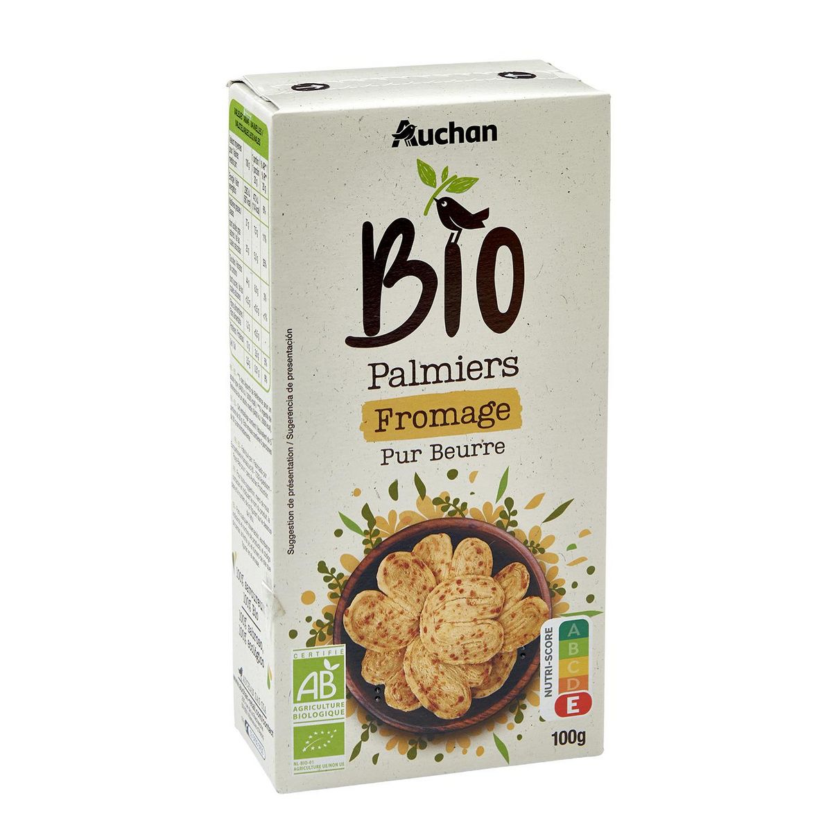AUCHAN BIO Palmiers au fromage 100g
