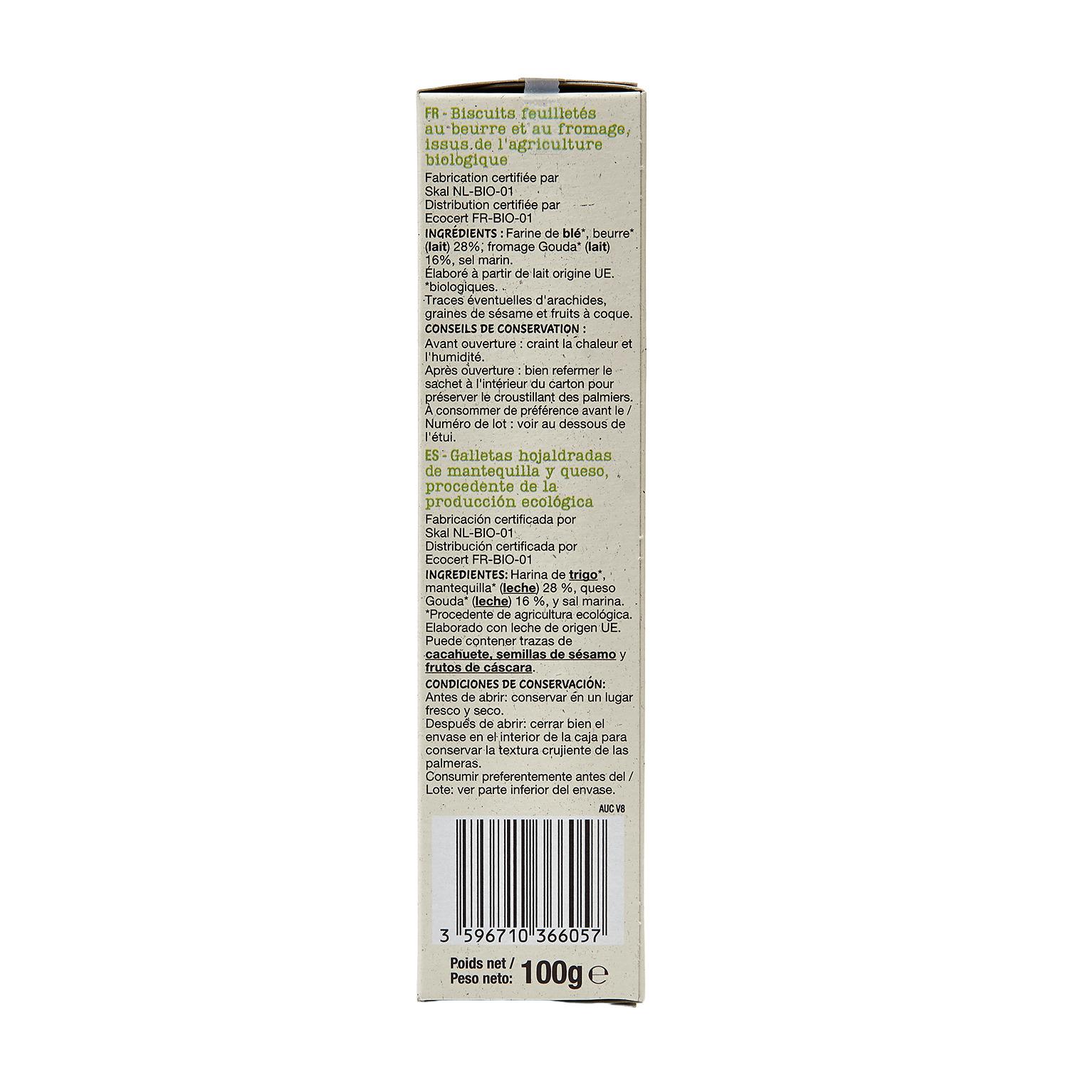 Voir la diapositive 4 : AUCHAN BIO Palmiers au fromage 100g