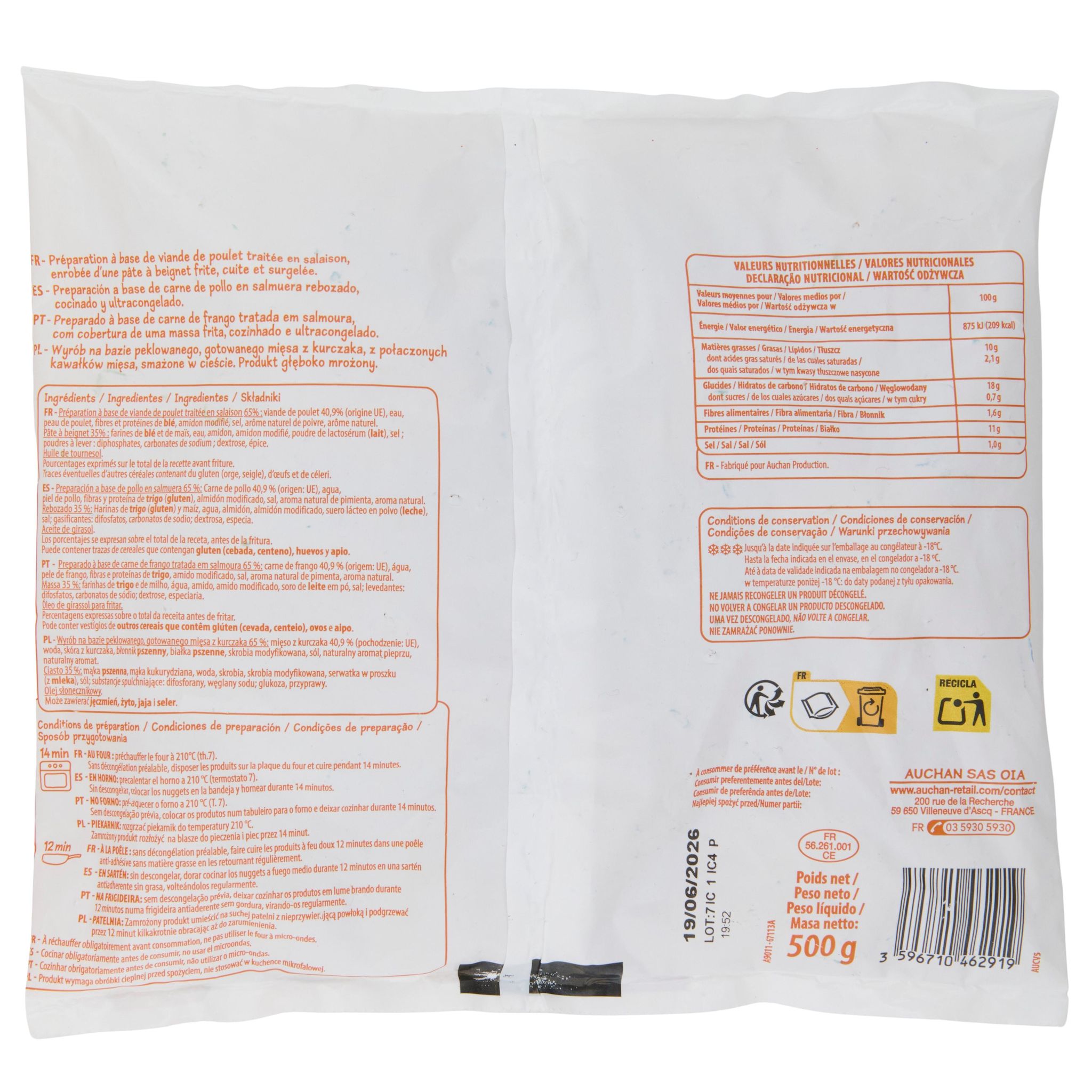 Voir la diapositive 3 : POUCE Nuggets de poulet 500g