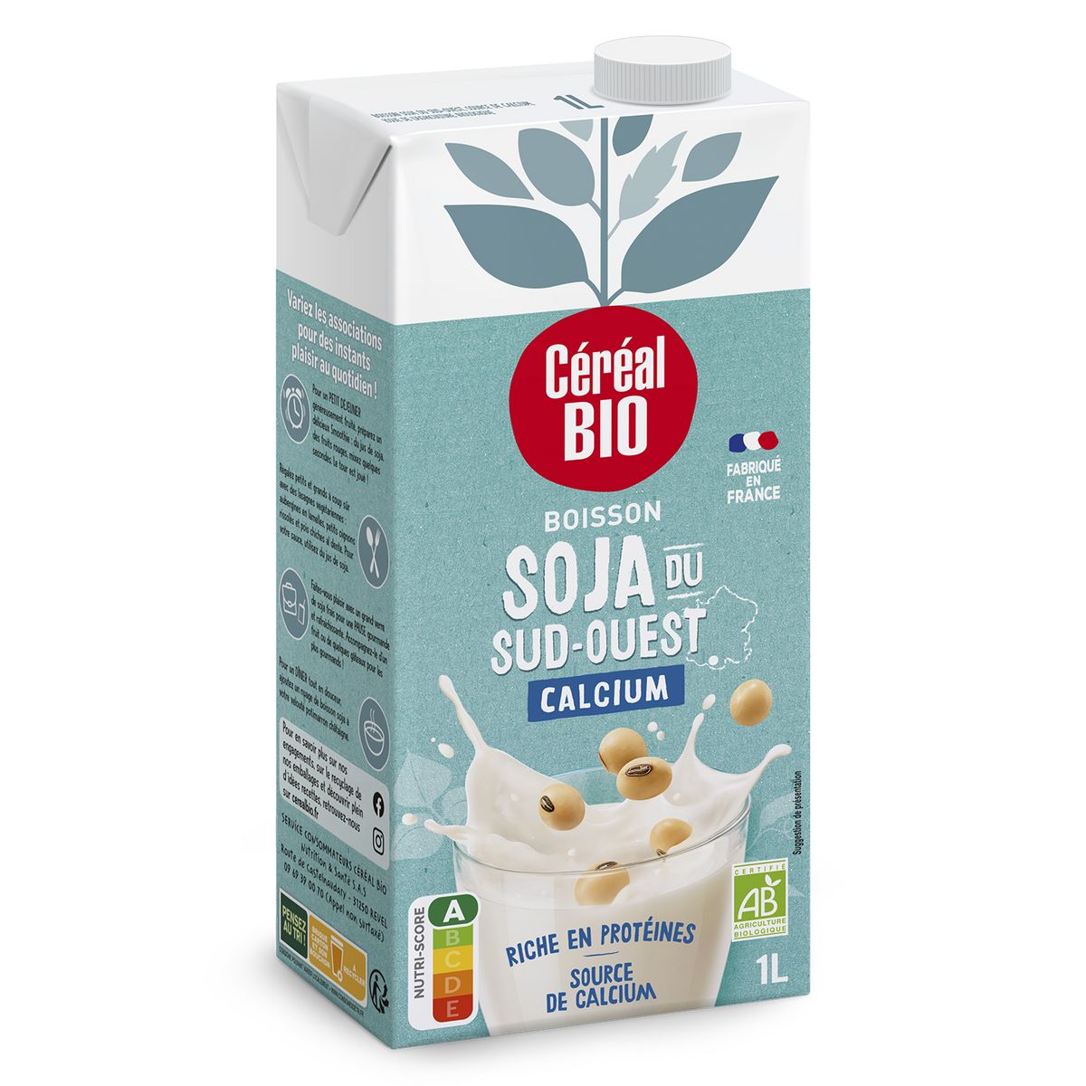CÉRÉAL BIO Boisson soja du Sud Ouest calcium 1l
