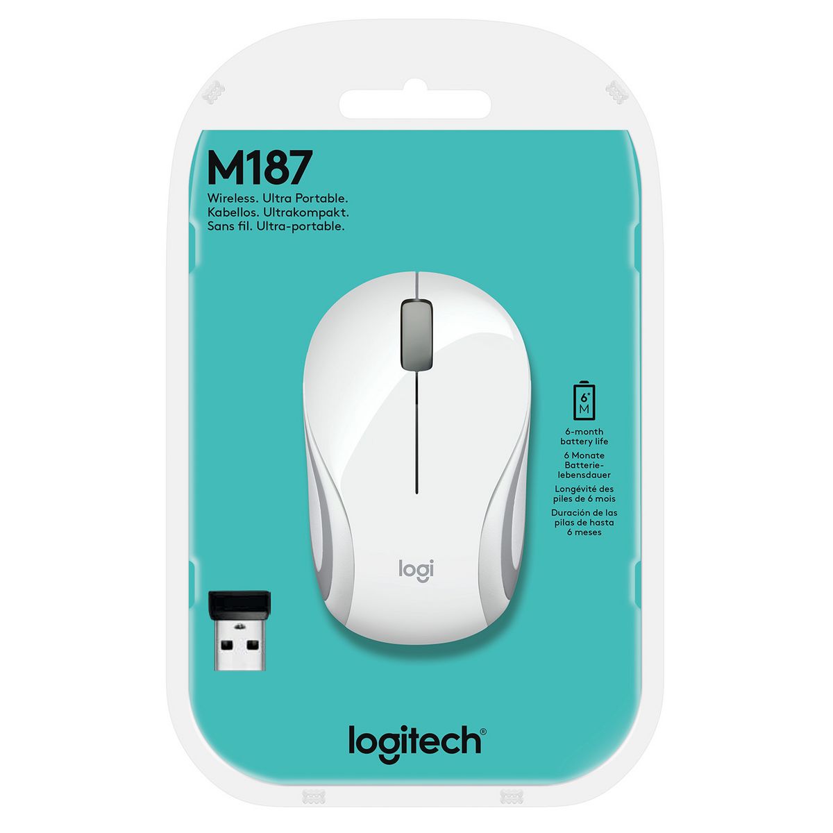 LOGITECH Souris sans Fil M187 Mini Optique Blanche