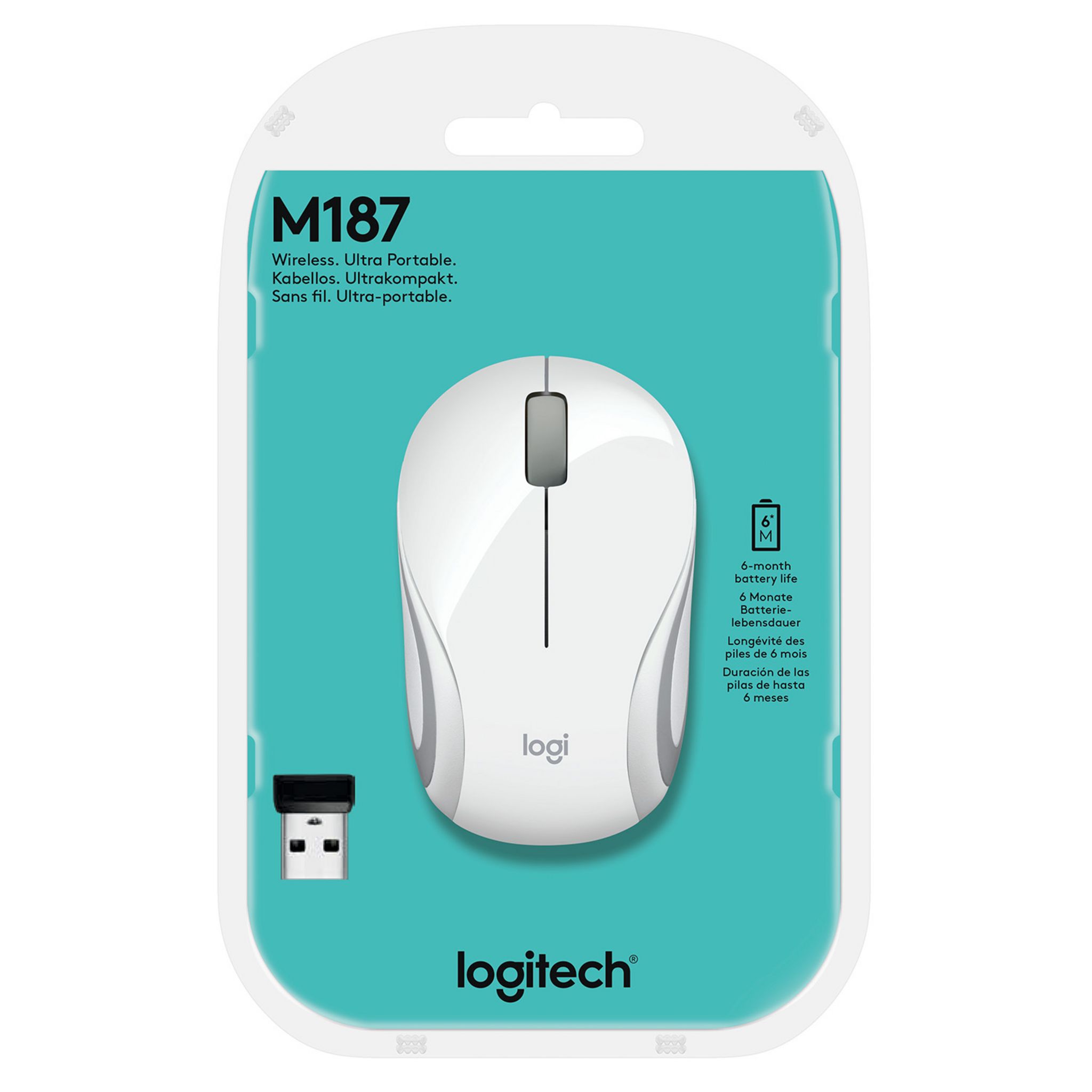 Voir la diapositive 2 : LOGITECH Souris sans Fil M187 Mini Optique Blanche
