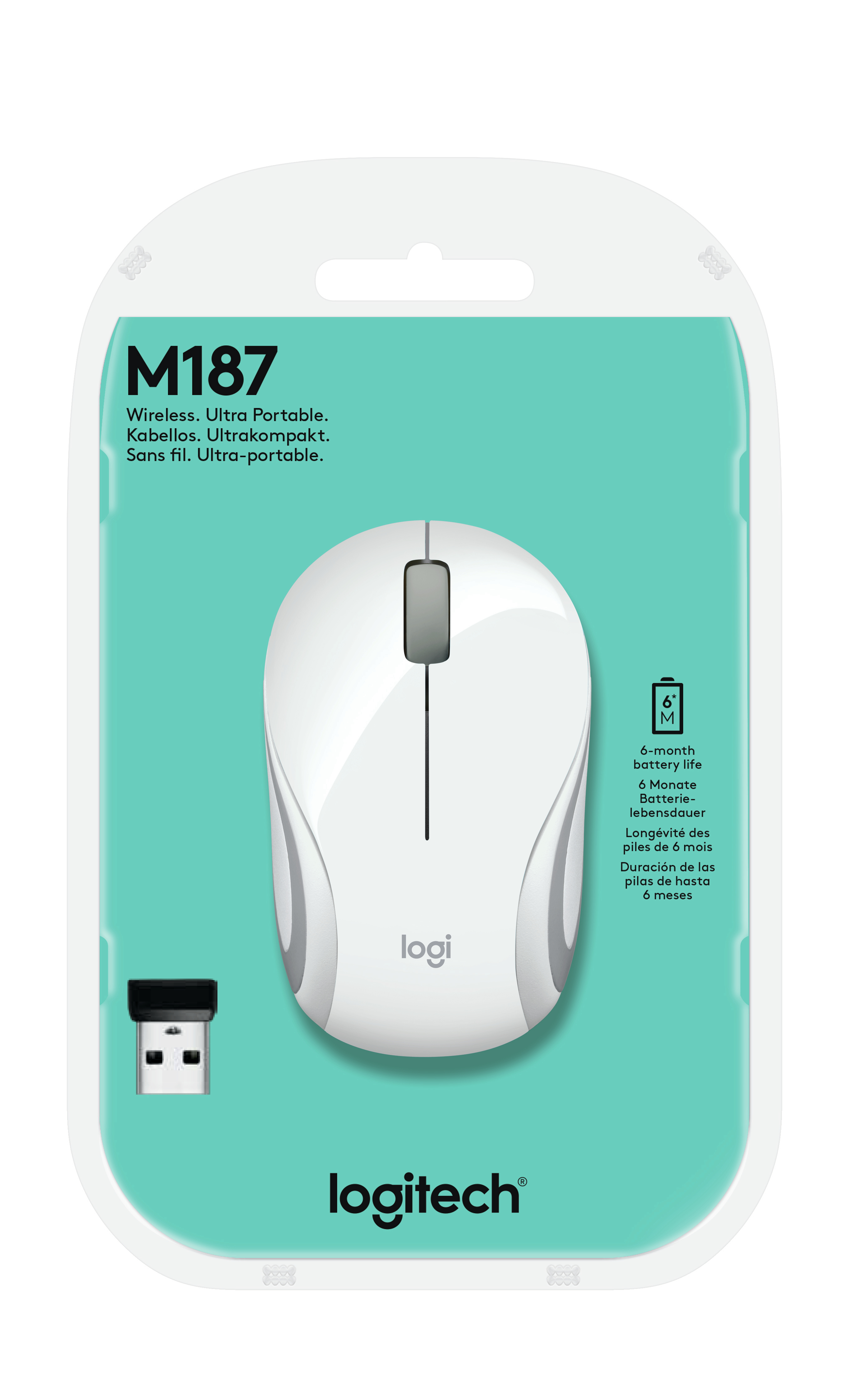 Voir la diapositive 6 : LOGITECH Souris sans Fil M187 Mini Optique Blanche