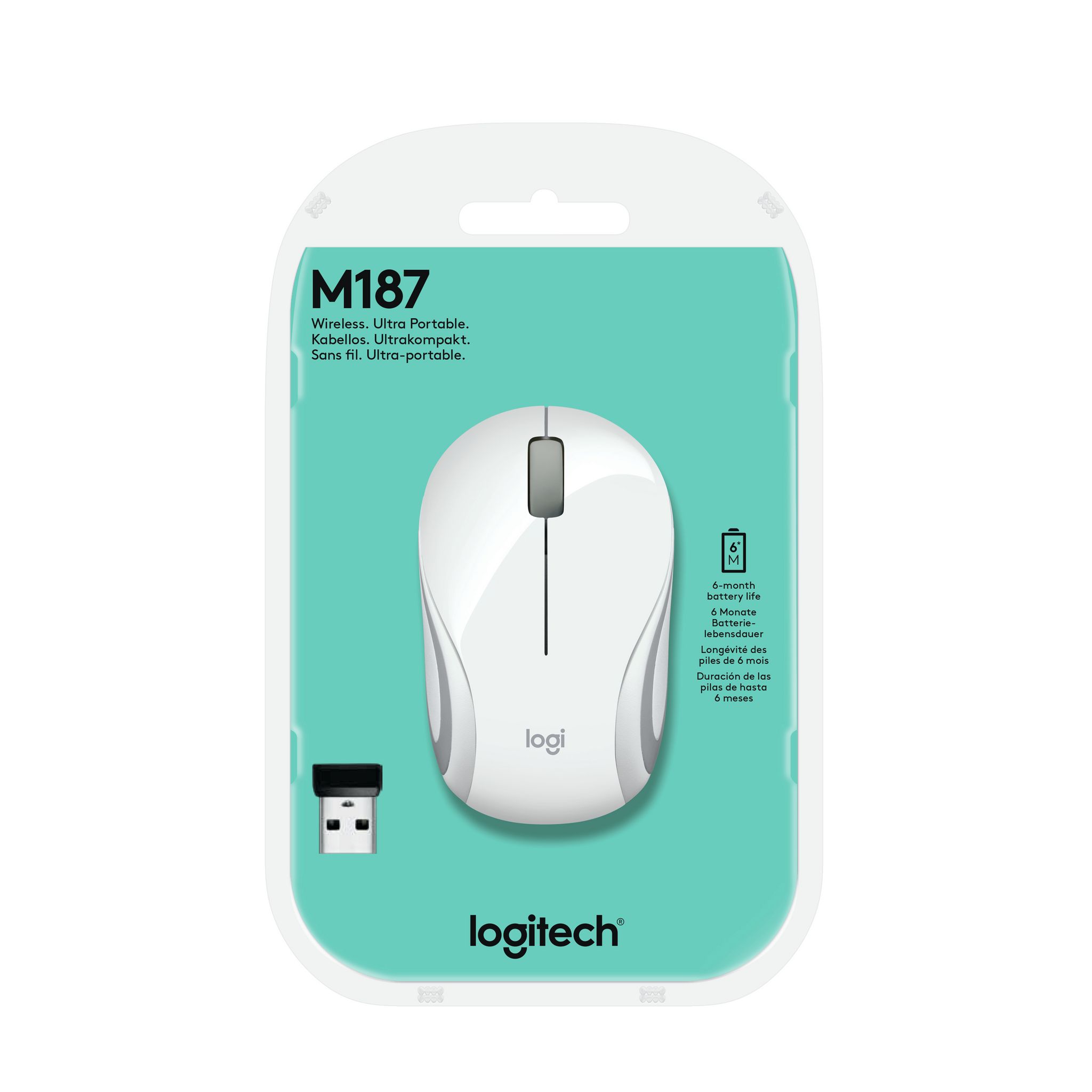 Voir la diapositive 6 : LOGITECH Souris sans Fil M187 Mini Optique Blanche