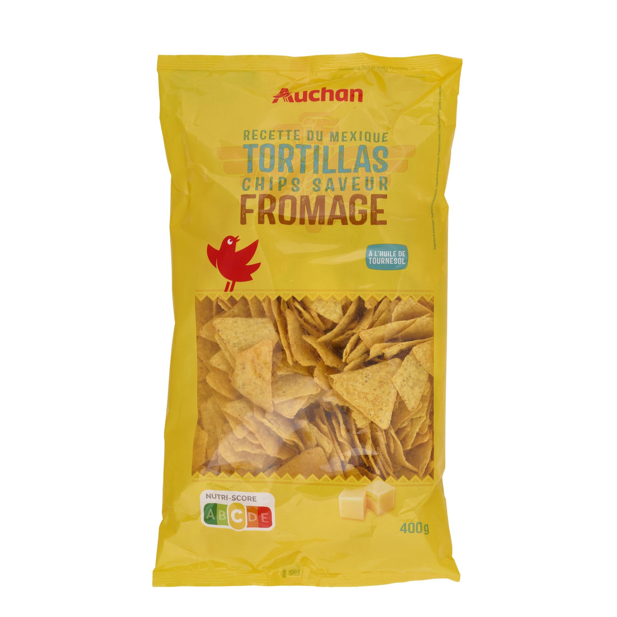 Voir la diapositive 2 : AUCHAN Tortillas au fromage à l'huile de tournesol 400g