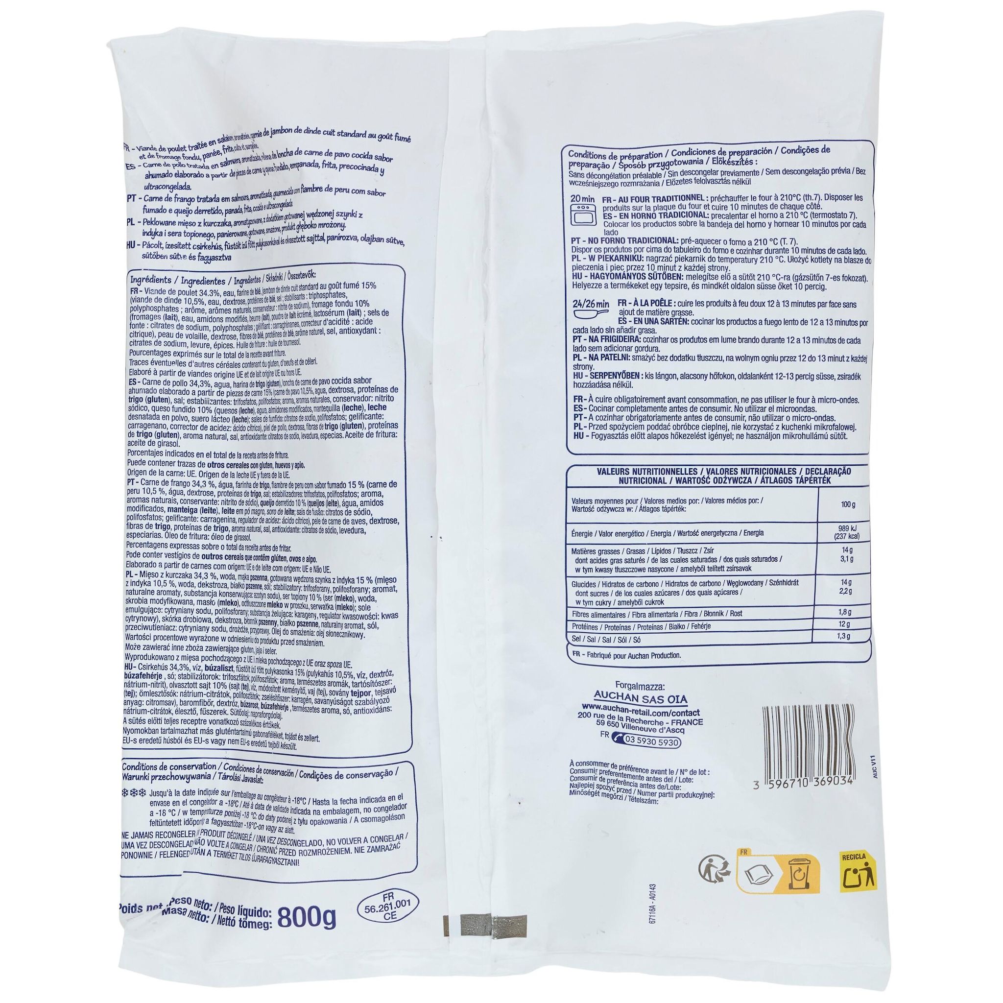 Voir la diapositive 2 : POUCE Cordon bleu de dinde 8 pièces 800g