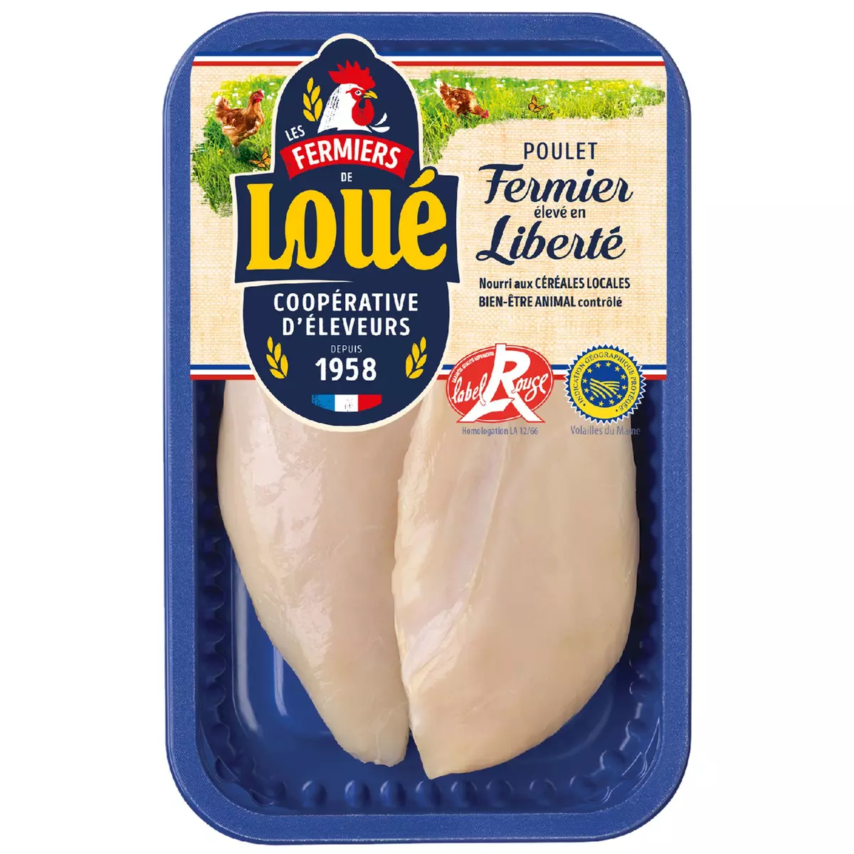 LOUE Filets de poulet blanc label rouge 2 pièces 240g