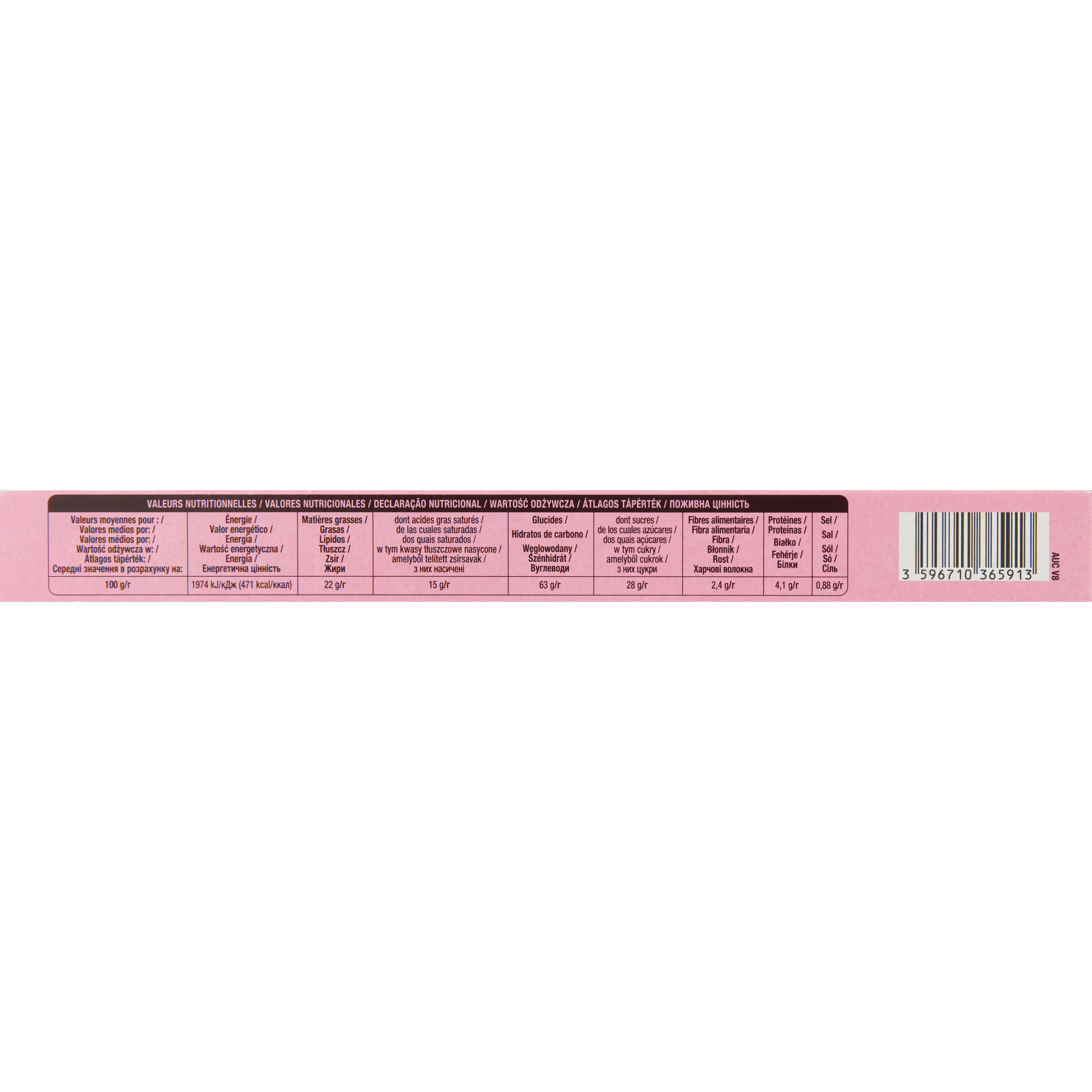 Voir la diapositive 2 : AUCHAN Biscuits sablés fourrés à la framboise sachets fraîcheur 4x2 biscuits 100g