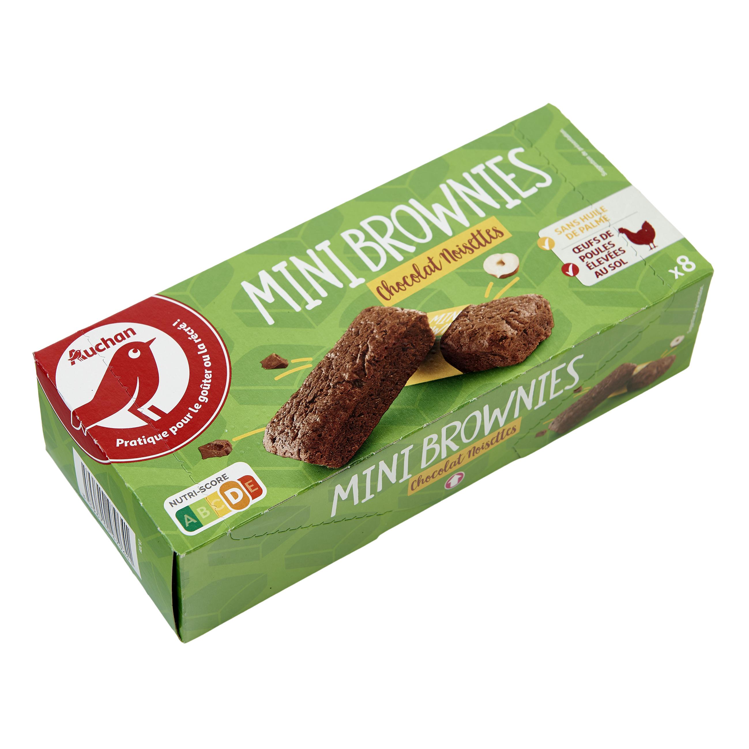 Voir la diapositive 2 : AUCHAN Mini brownies aux noisettes sachets individuels 8 gâteaux 240g