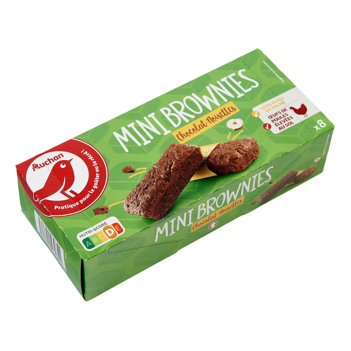 AUCHAN Mini brownies aux noisettes sachets individuels 8 gâteaux 240g