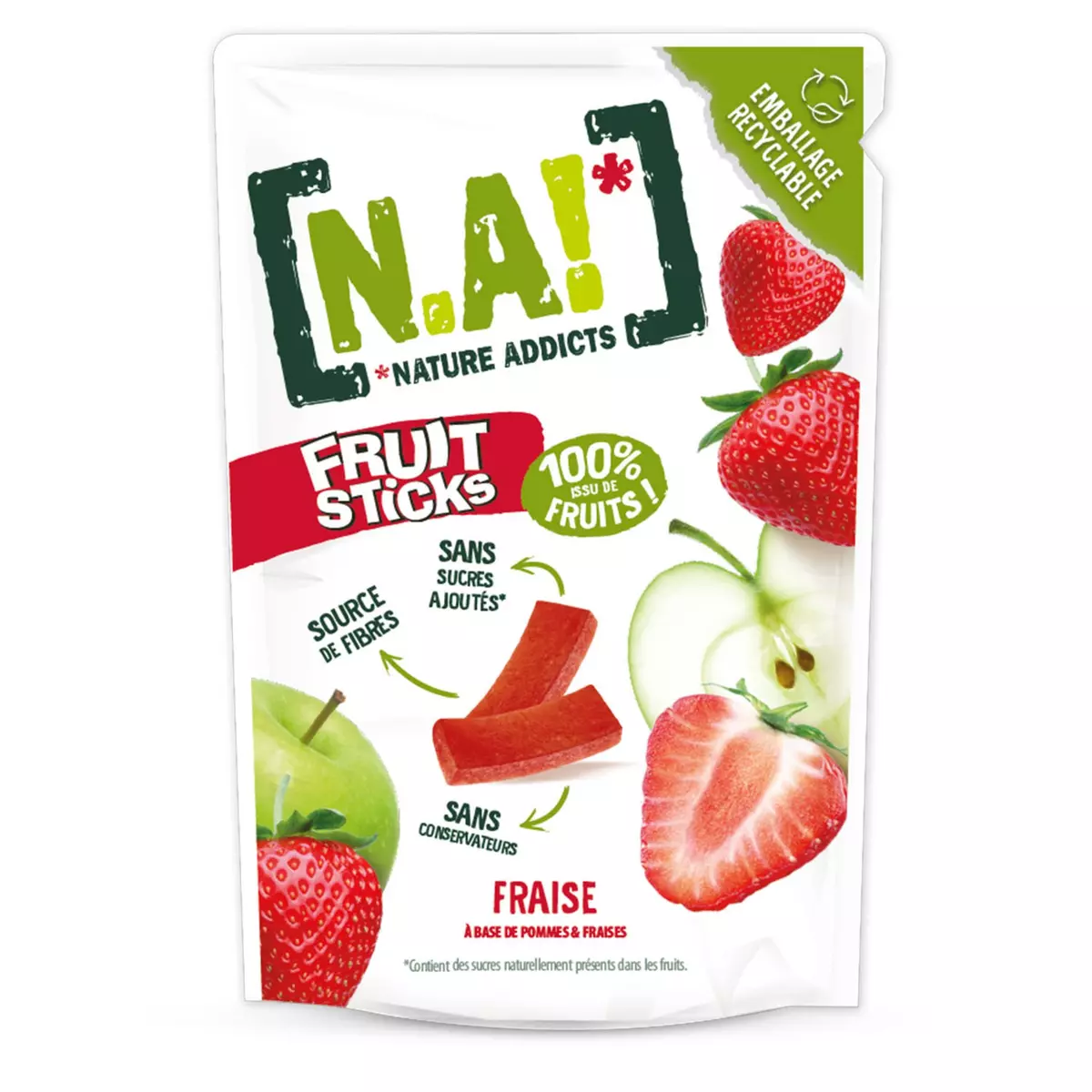 NATURE ADDICTS Fruit sticks fraises et pommes 40g