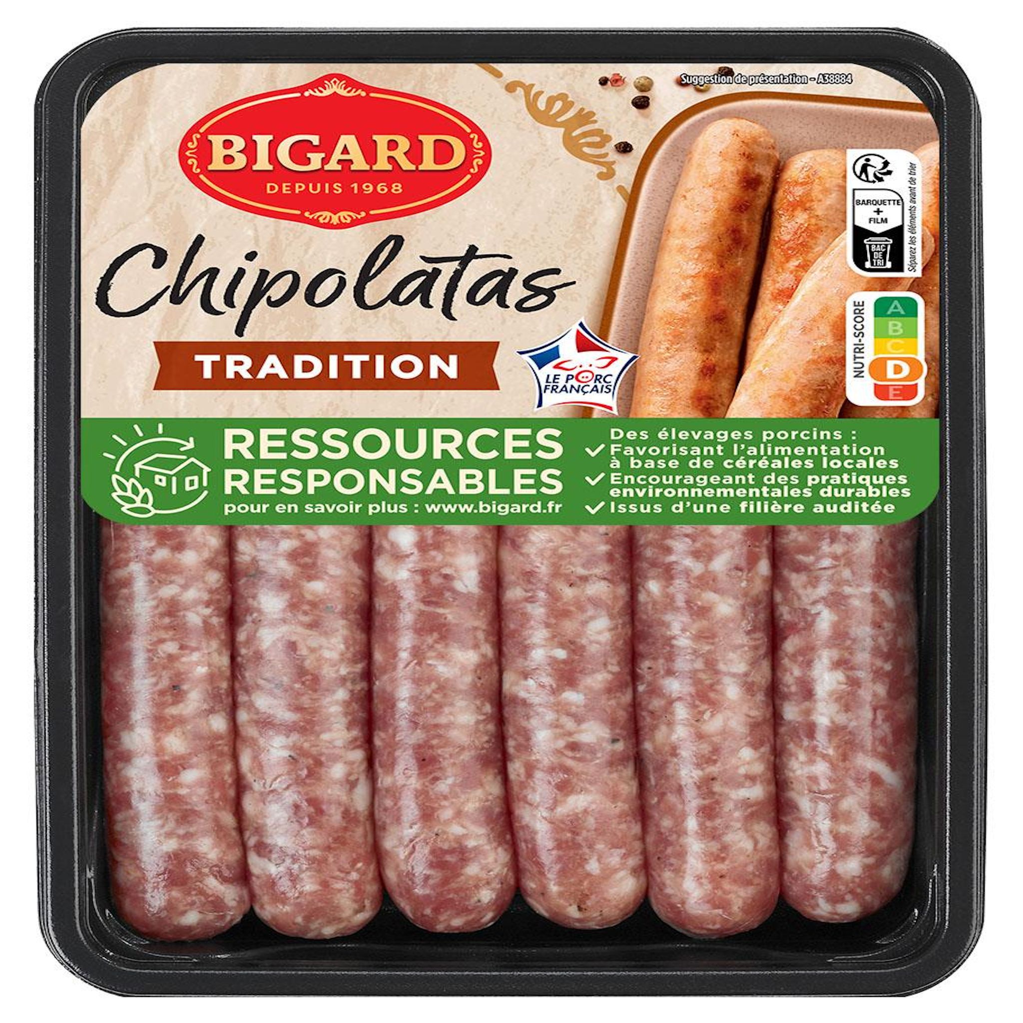 BIGARD Chipolatas tradition 6 pièces 330g