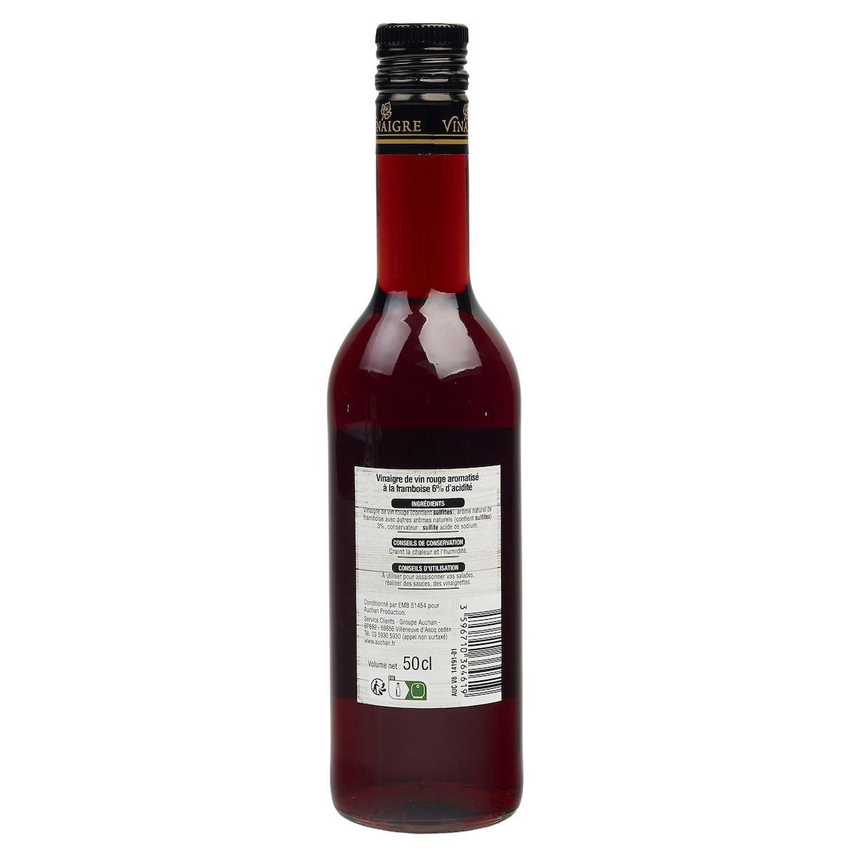 AUCHAN Vinaigre de vin aromatisé à la framboise 50cl