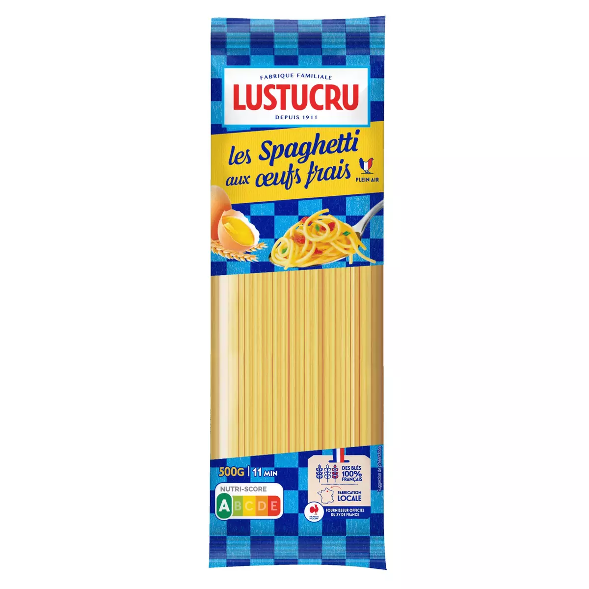 LUSTUCRU Pâtes Spaghetti longs aux oeufs frais 500g
