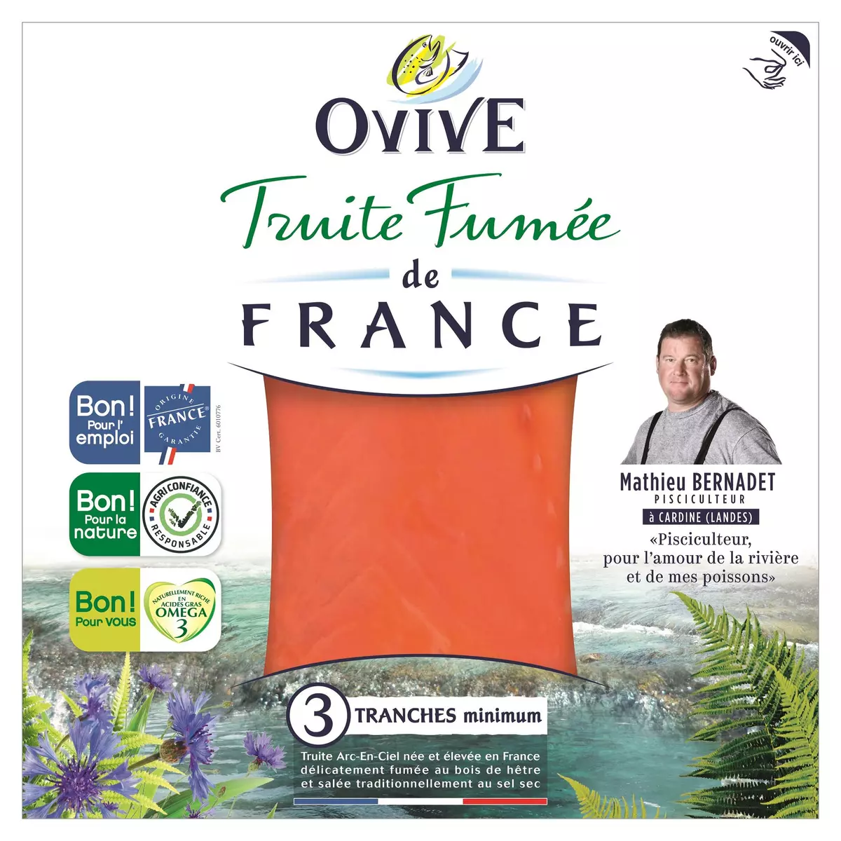 OVIVE Truite fumée 3 tranches 100g