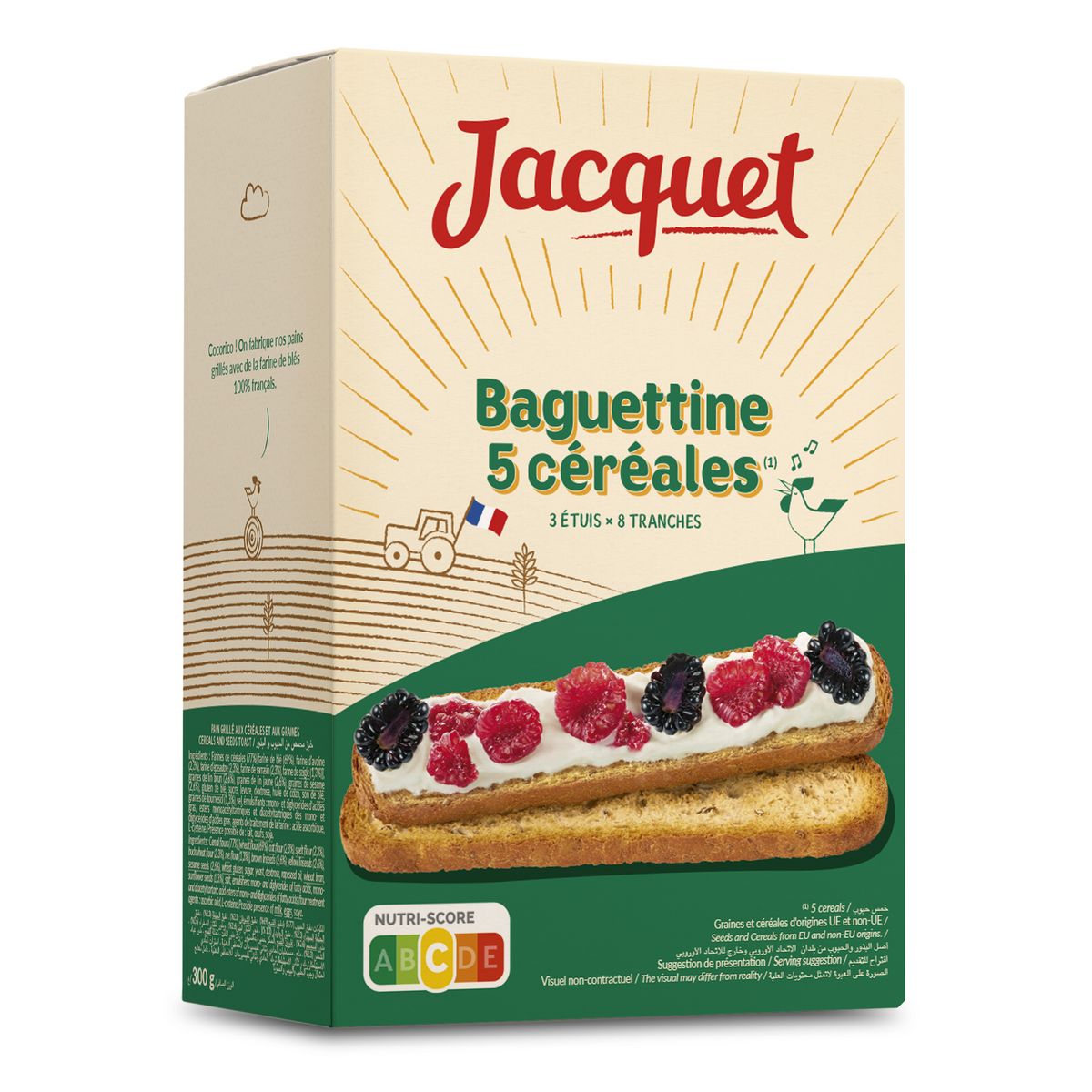 JACQUET Pain grillé sous forme de baguettine aux 5 céréales 300g