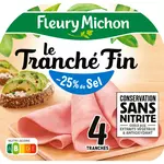 FLEURY MICHON Jambon tranché fin réduit en sel sans nitrite 4 tranches 120g
